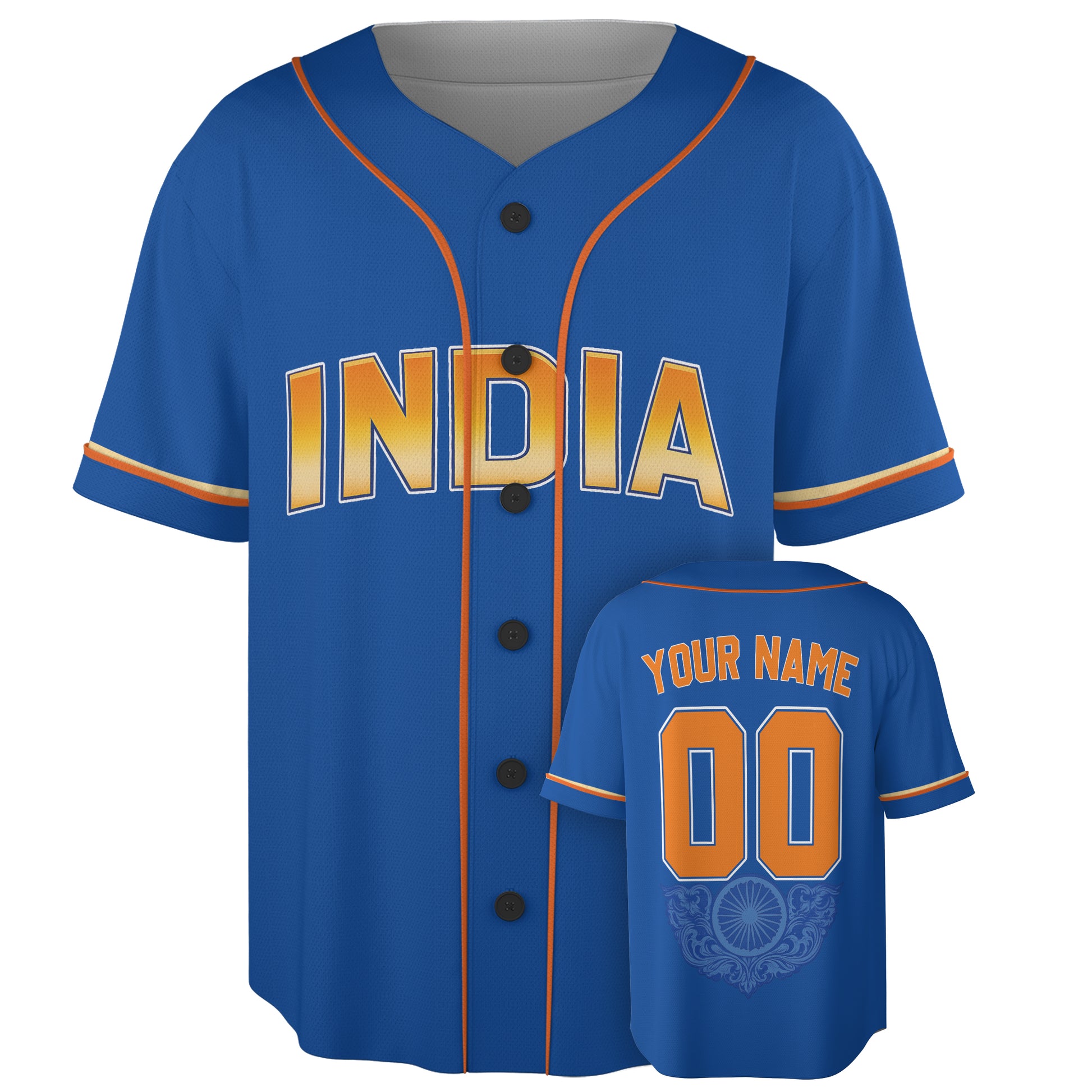 Custom India Baseball Jersey Indian Fan Classic Blue – Personalized Name Number