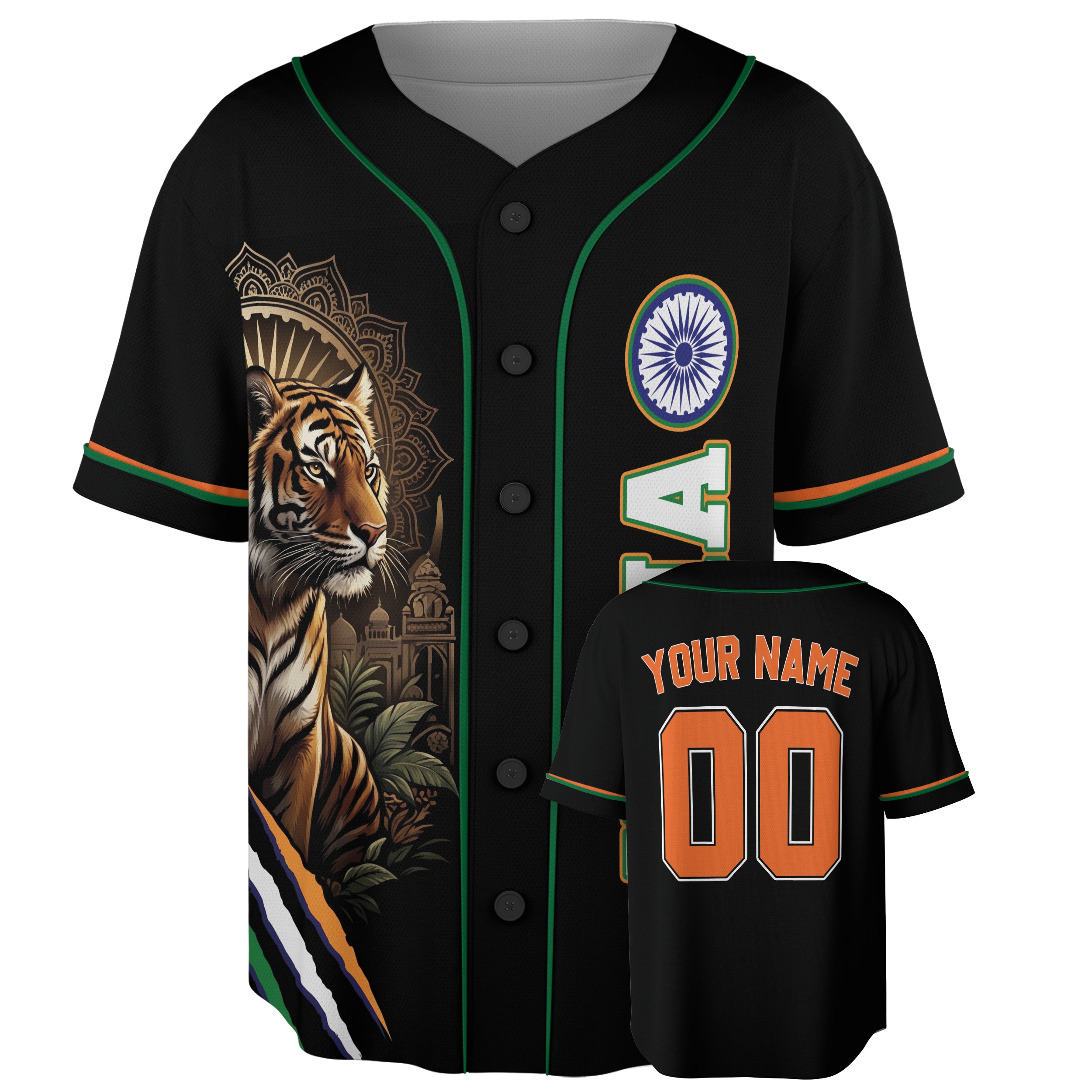 Custom India Baseball Jersey Indian Fan Royal Tiger – Personalized Name Number
