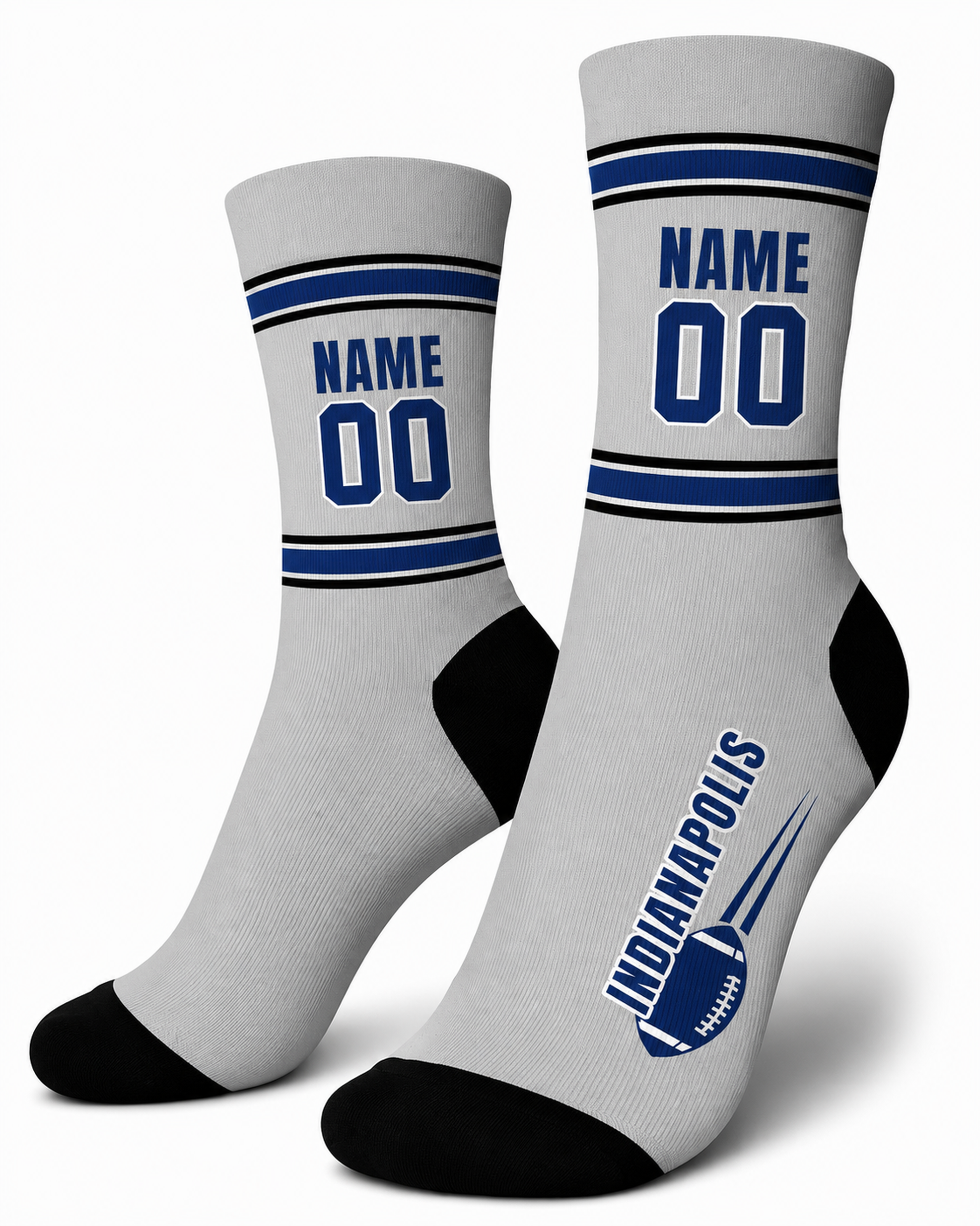 Custom City Sports Socks Indianapolis Gray - Personalized Name Number