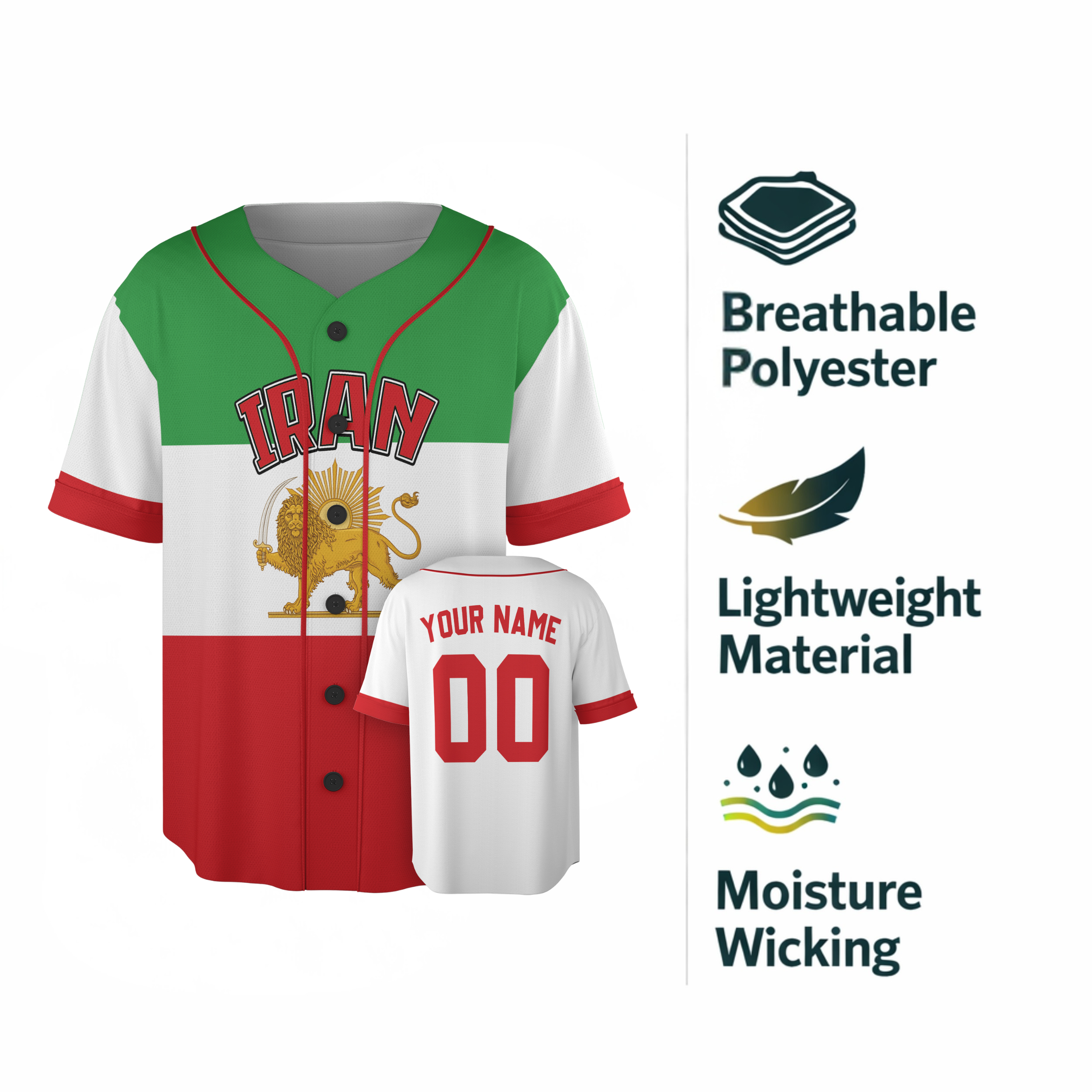 Custom Iran Baseball Jersey Iranian Fan Freedom Fist – Personalized Name Number