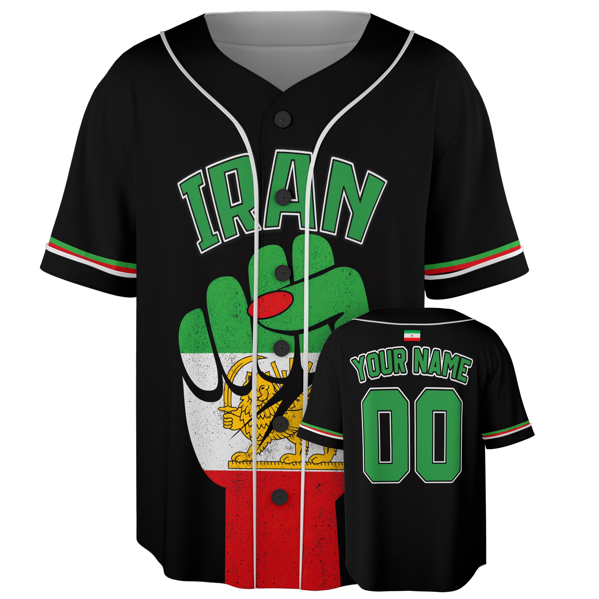 Custom Iran Baseball Jersey Iranian Fan Freedom Fist – Personalized Name Number