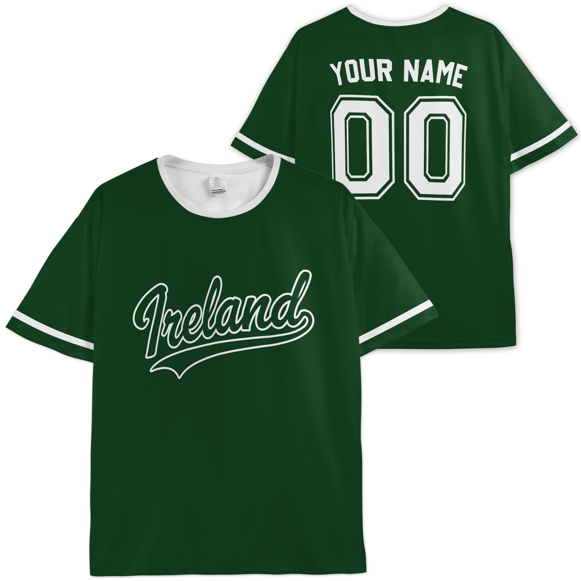Custom Ireland Soccer Jersey Irish Fan Classic Script - Personalized Name Number