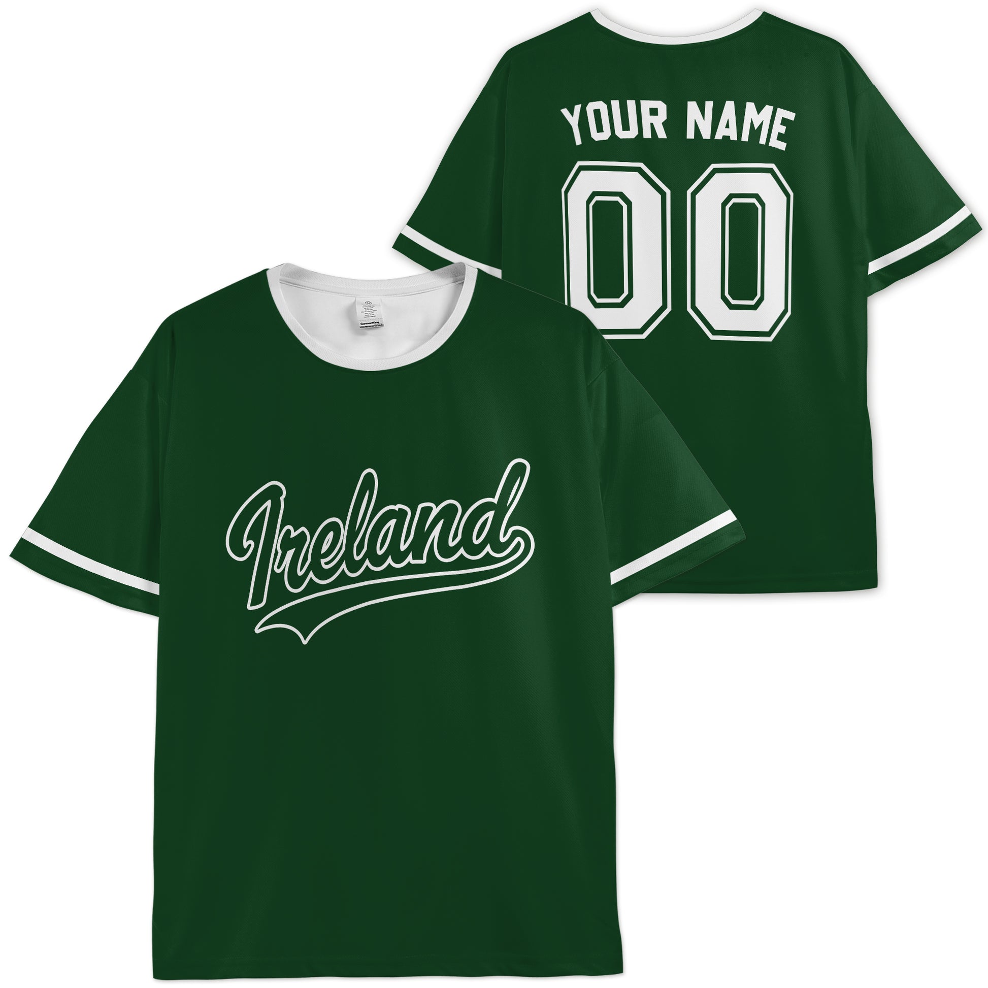 Custom Ireland Soccer Jersey Irish Fan Classic Script - Personalized Name Number