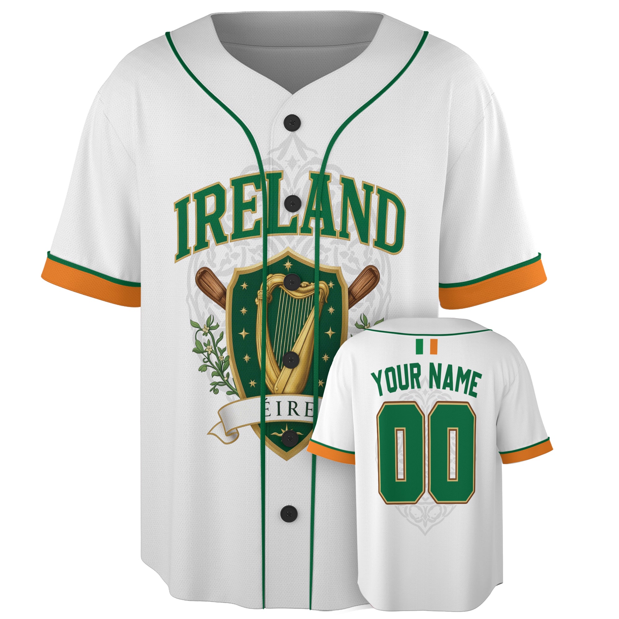 Custom Ireland Baseball Jersey Irish Fan Heritage Crest – Personalized Name Number