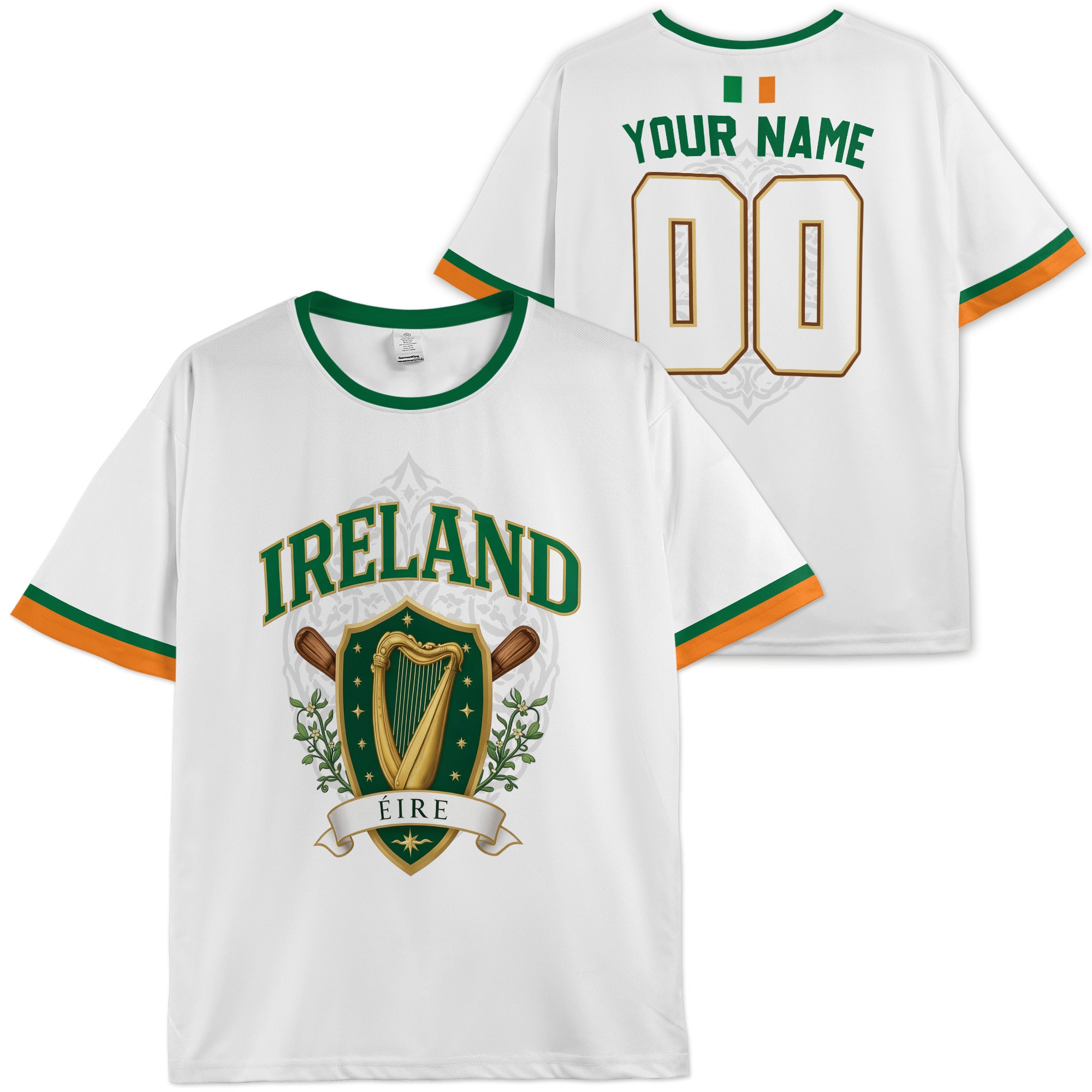 Custom Ireland Soccer Jersey Irish Fan Heritage Crest - Personalized Name Number