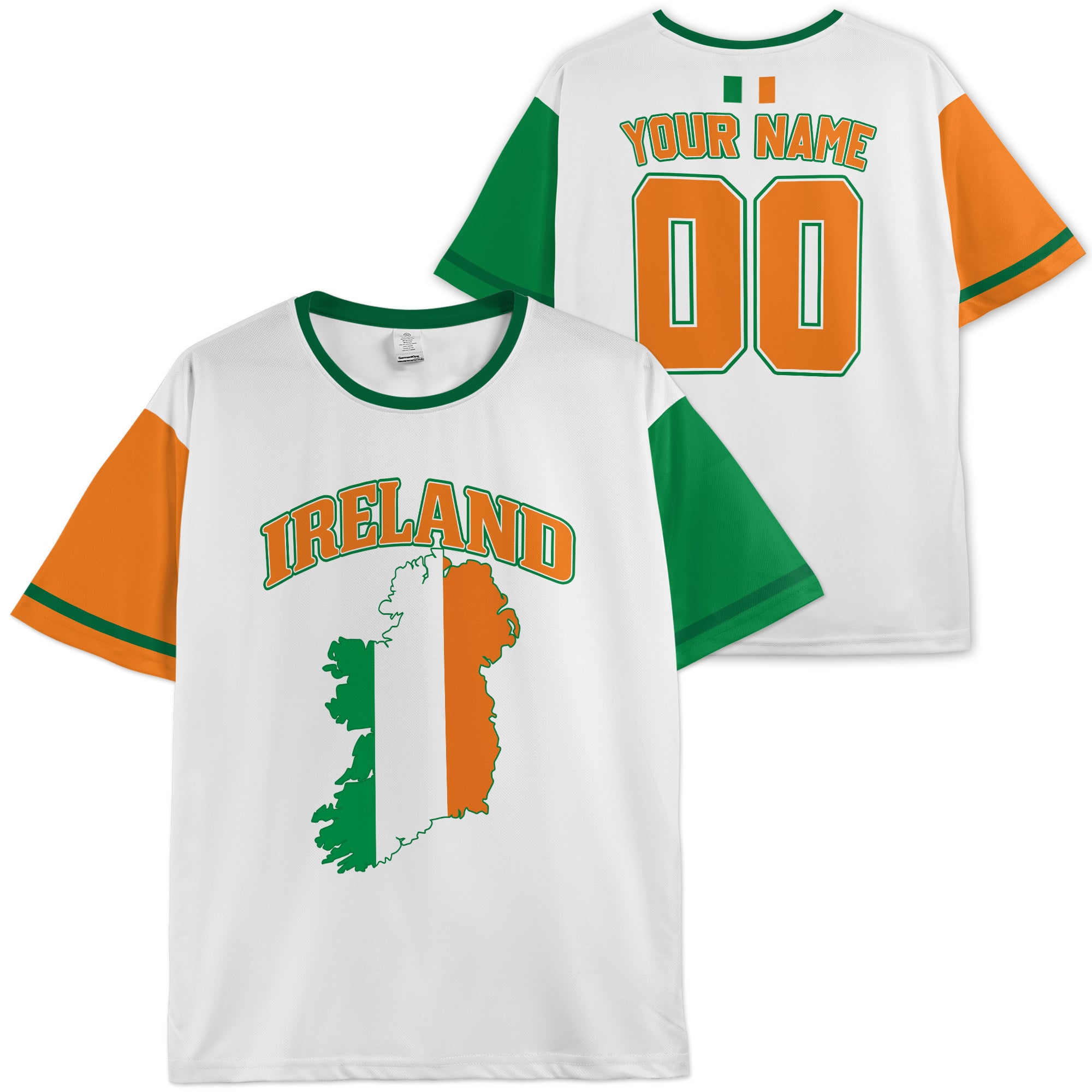 Custom Ireland Soccer Jersey Irish Fan Tricolor Map - Personalized Name Number