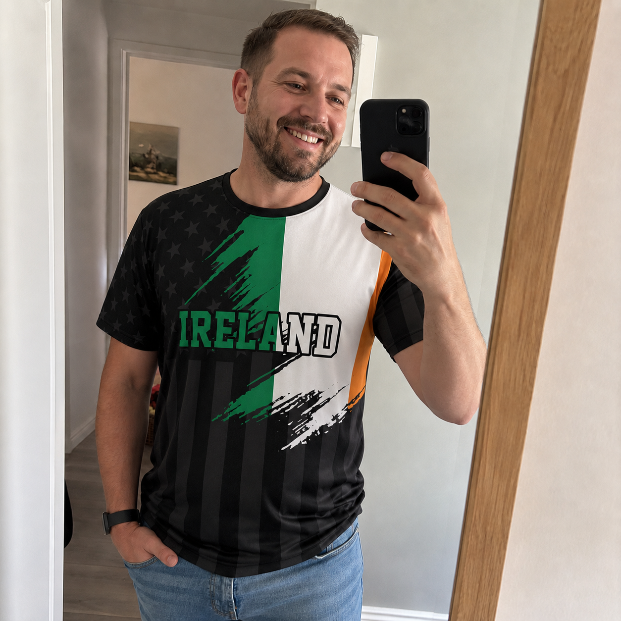 Custom Ireland Soccer Jersey Irish Fan Flag Black – Personalized Name Number