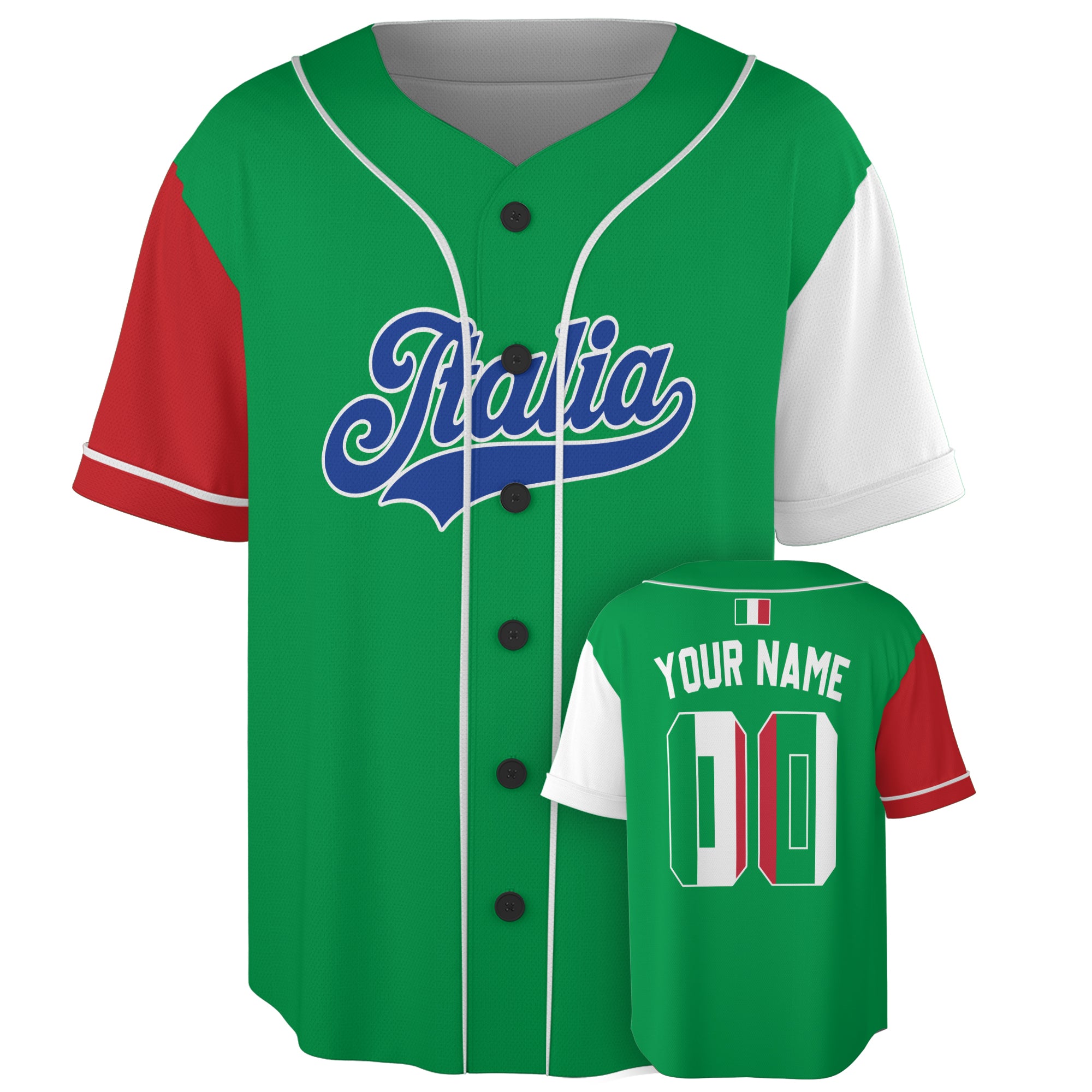 Custom Italy Italia Baseball Jersey Italian Fan Classic Script Green – Personalized Name Number