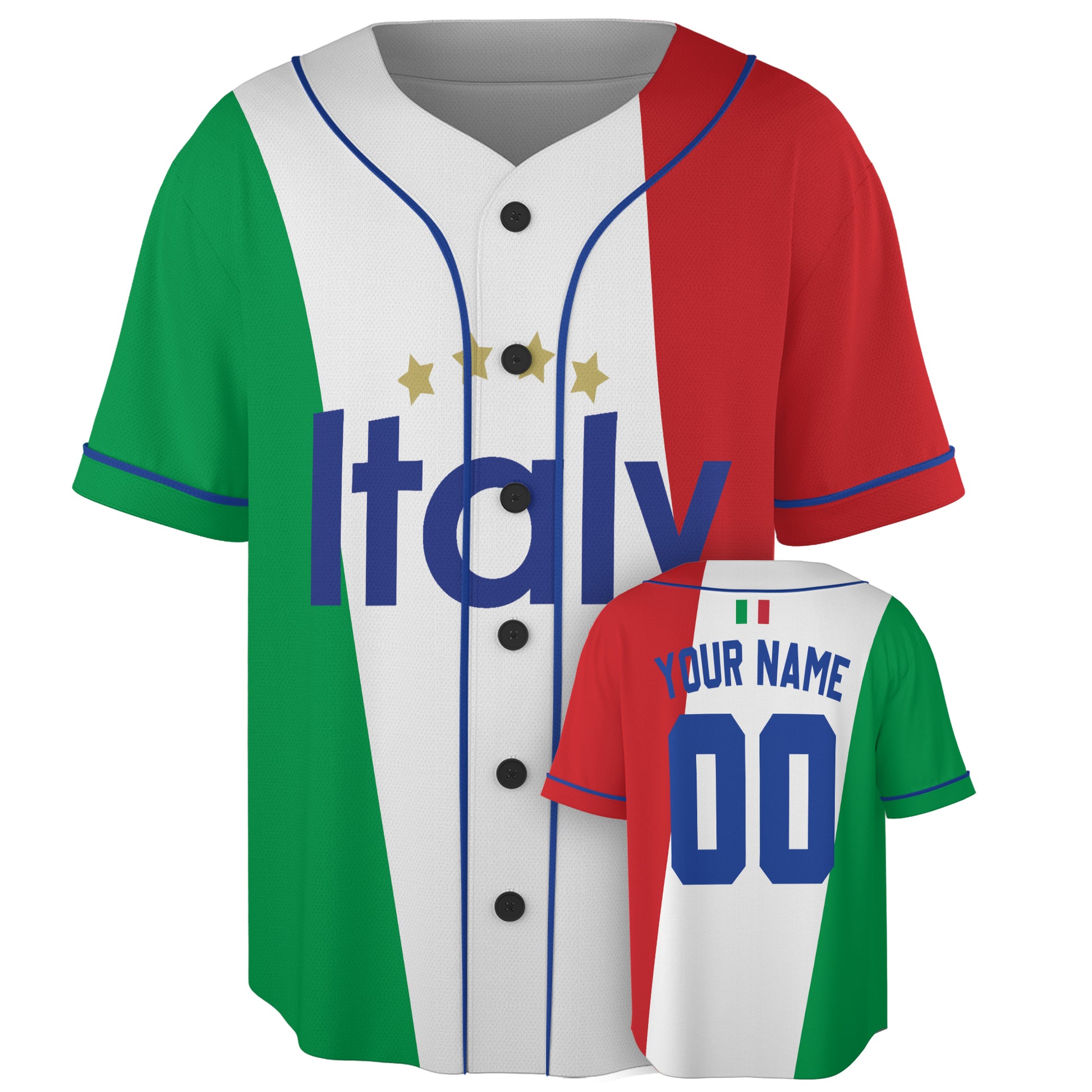 Custom Italy Italia Baseball Jersey Italian Fan Split Flag Bold – Personalized Name Number