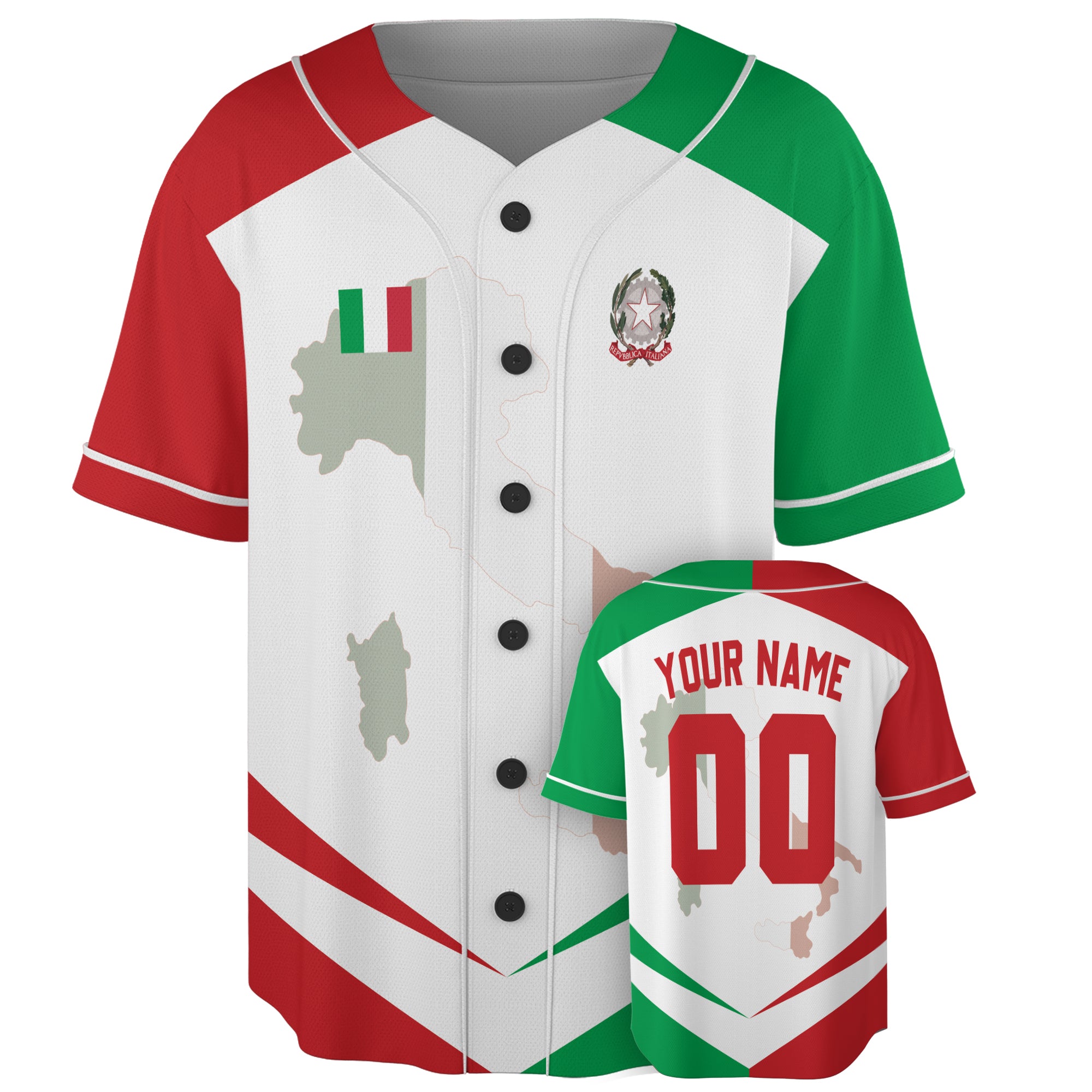Custom Italy Italia Baseball Jersey Italian Fan Heritage Map – Personalized Name Number
