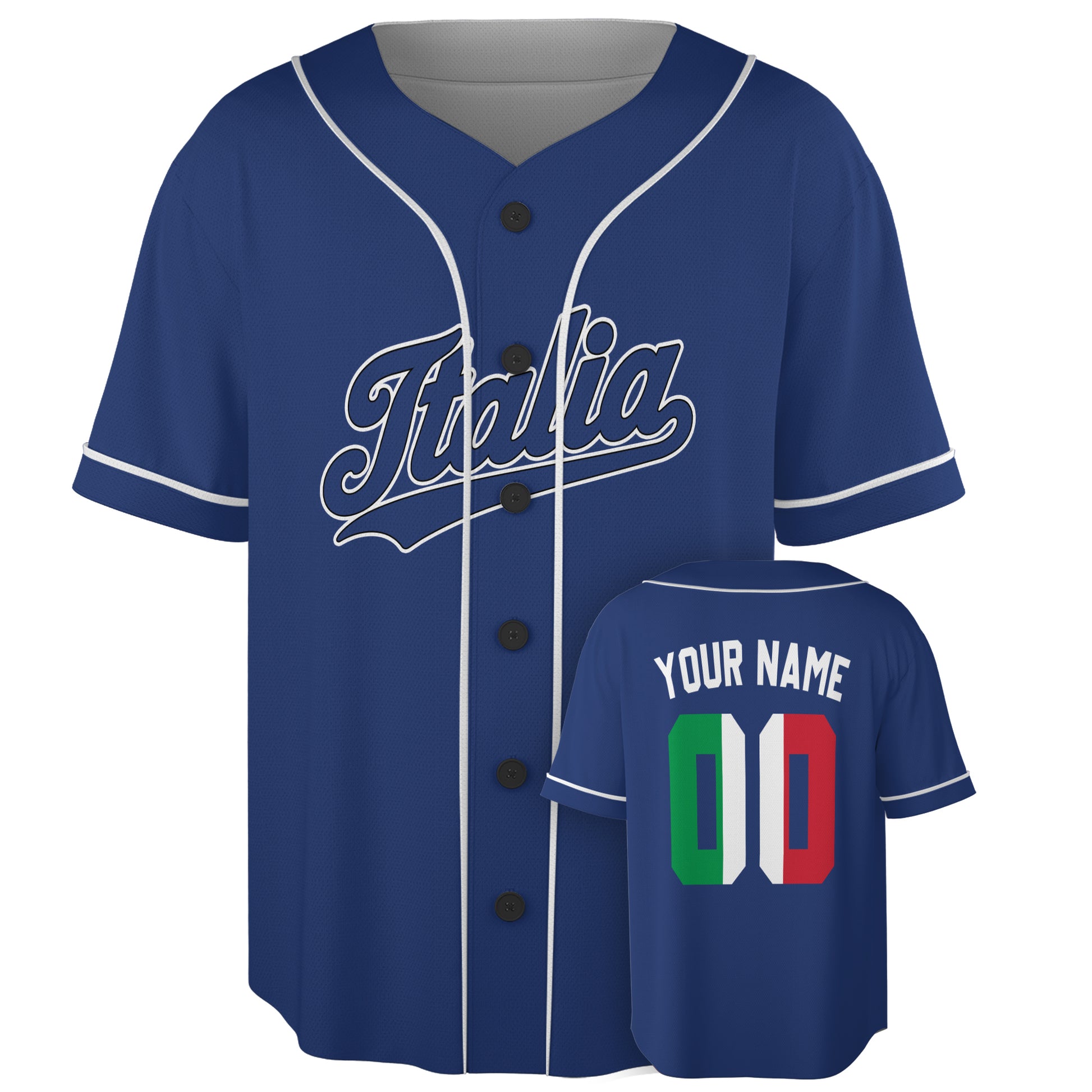 Custom Italy Italia Baseball Jersey Italian Fan Classic Script Blue – Personalized Name Number