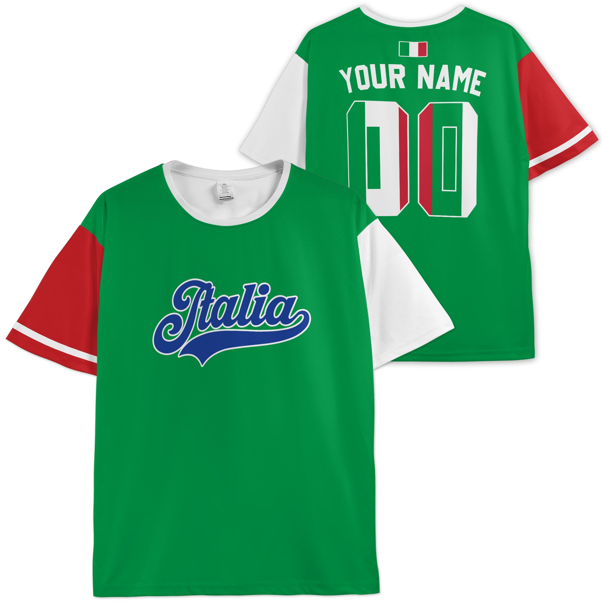 Custom Italy Italia Soccer Jersey Italian Fan Classic Script Green – Personalized Name Number