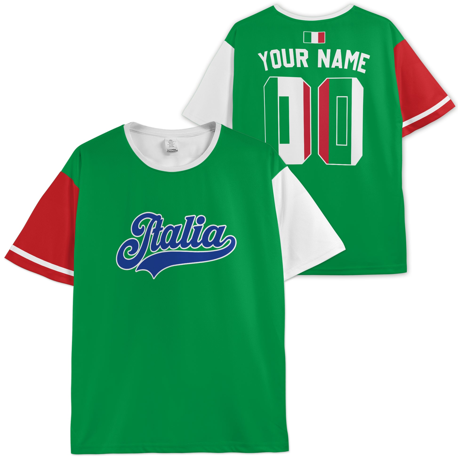 Custom Italy Italia Soccer Jersey Italian Fan Classic Script Green – Personalized Name Number