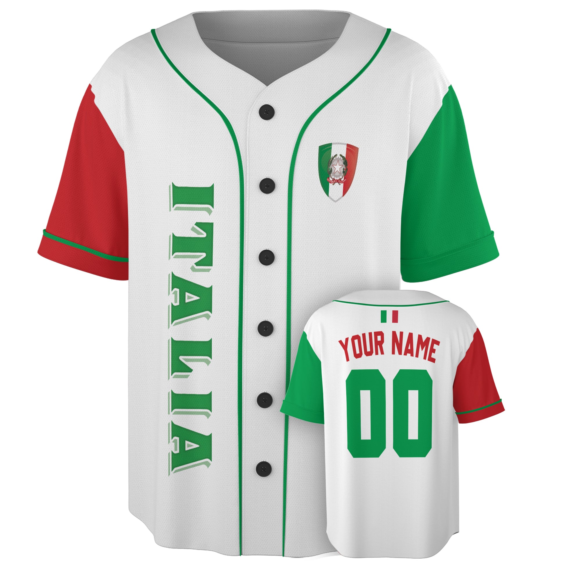 Custom Italy Italia Baseball Jersey Italian Fan Vertical Classic – Personalized Name Number