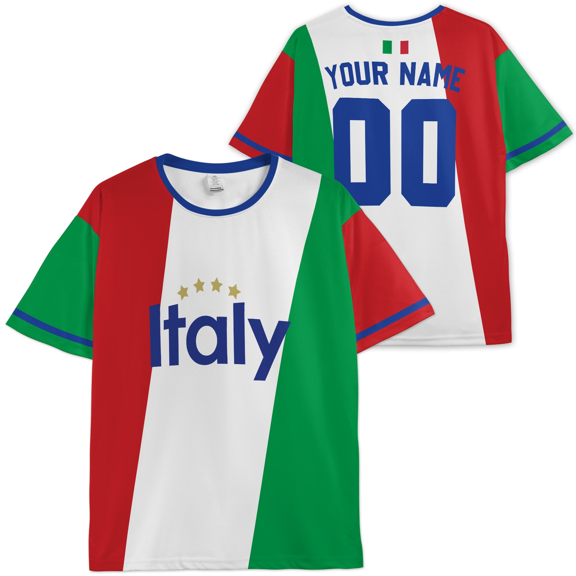 Custom Italy Italia Soccer Jersey Italian Fan Split Flag Bold – Personalized Name Number