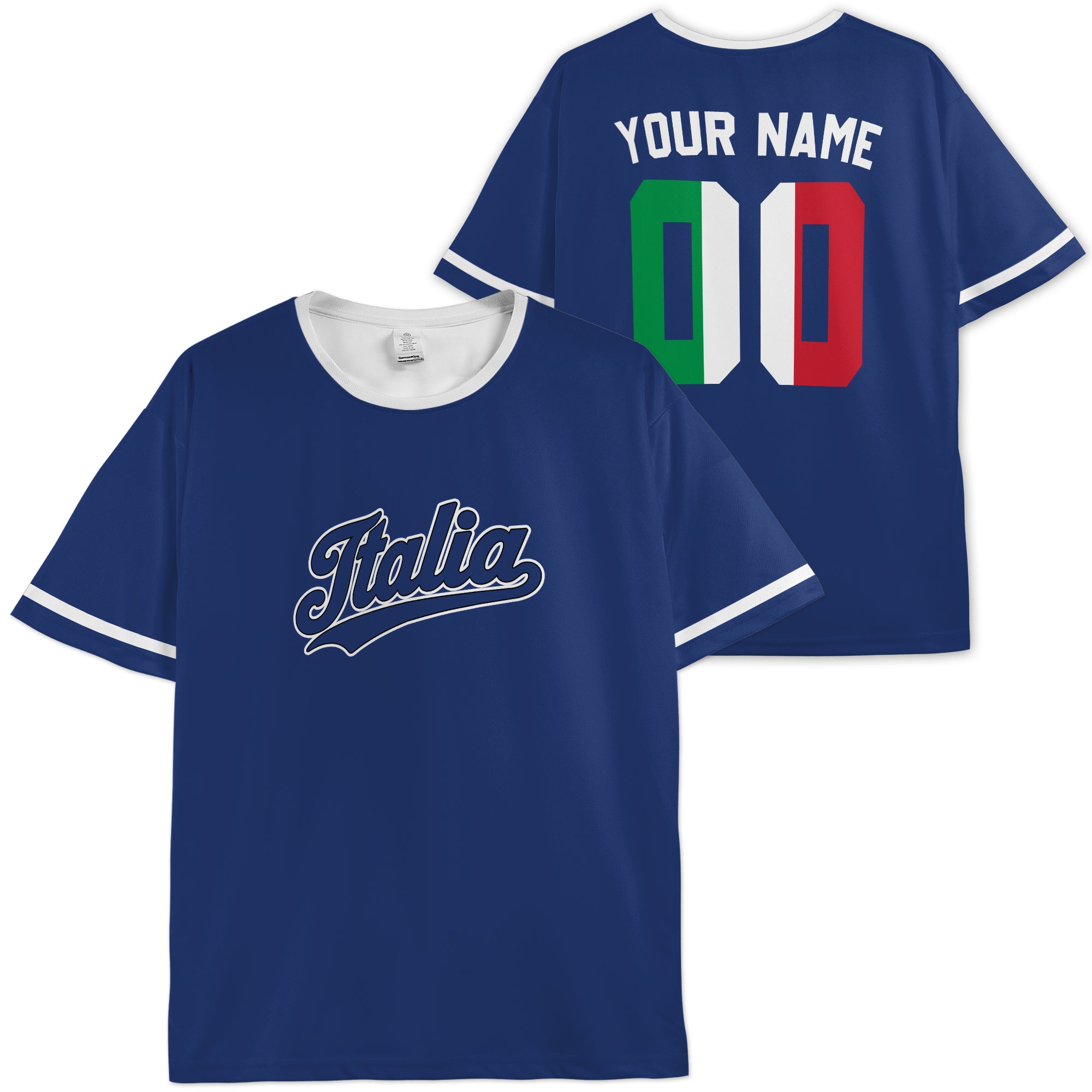 Custom Italy Italia Soccer Jersey Italian Fan Classic Script Blue – Personalized Name Number