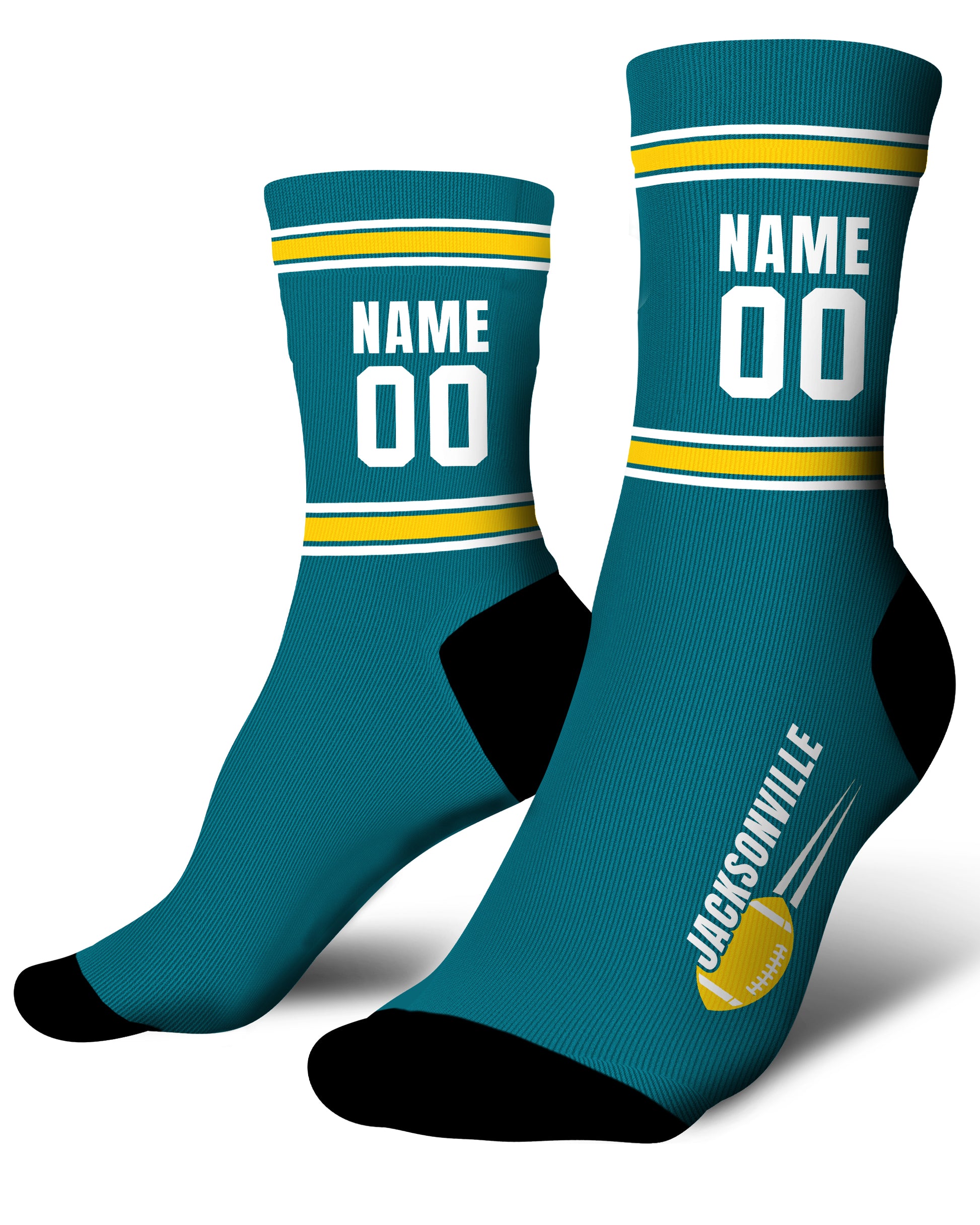 Custom City Sports Socks Jacksonville Teal - Personalized Name Number