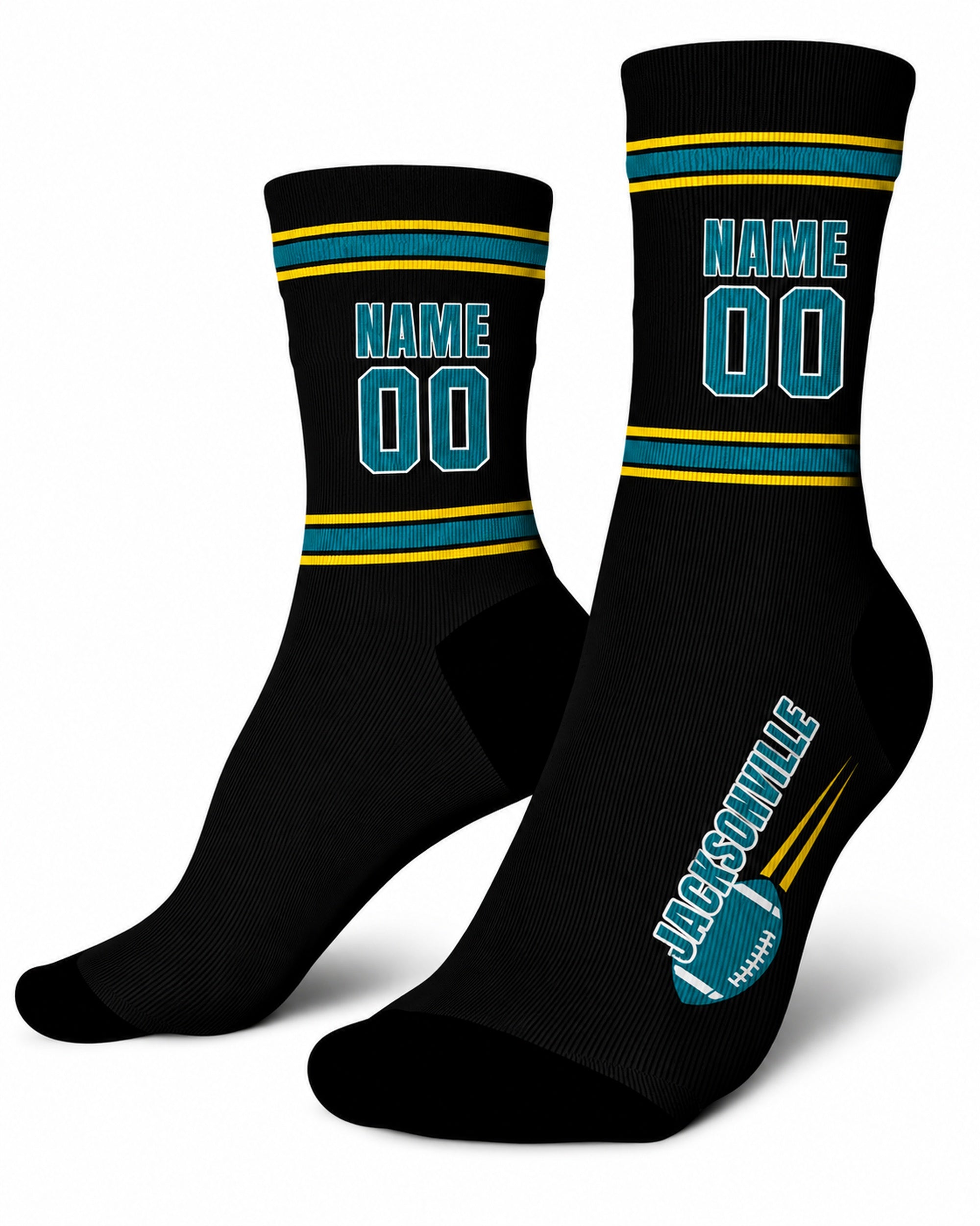 Custom City Sports Socks Jacksonville Black - Personalized Name Number