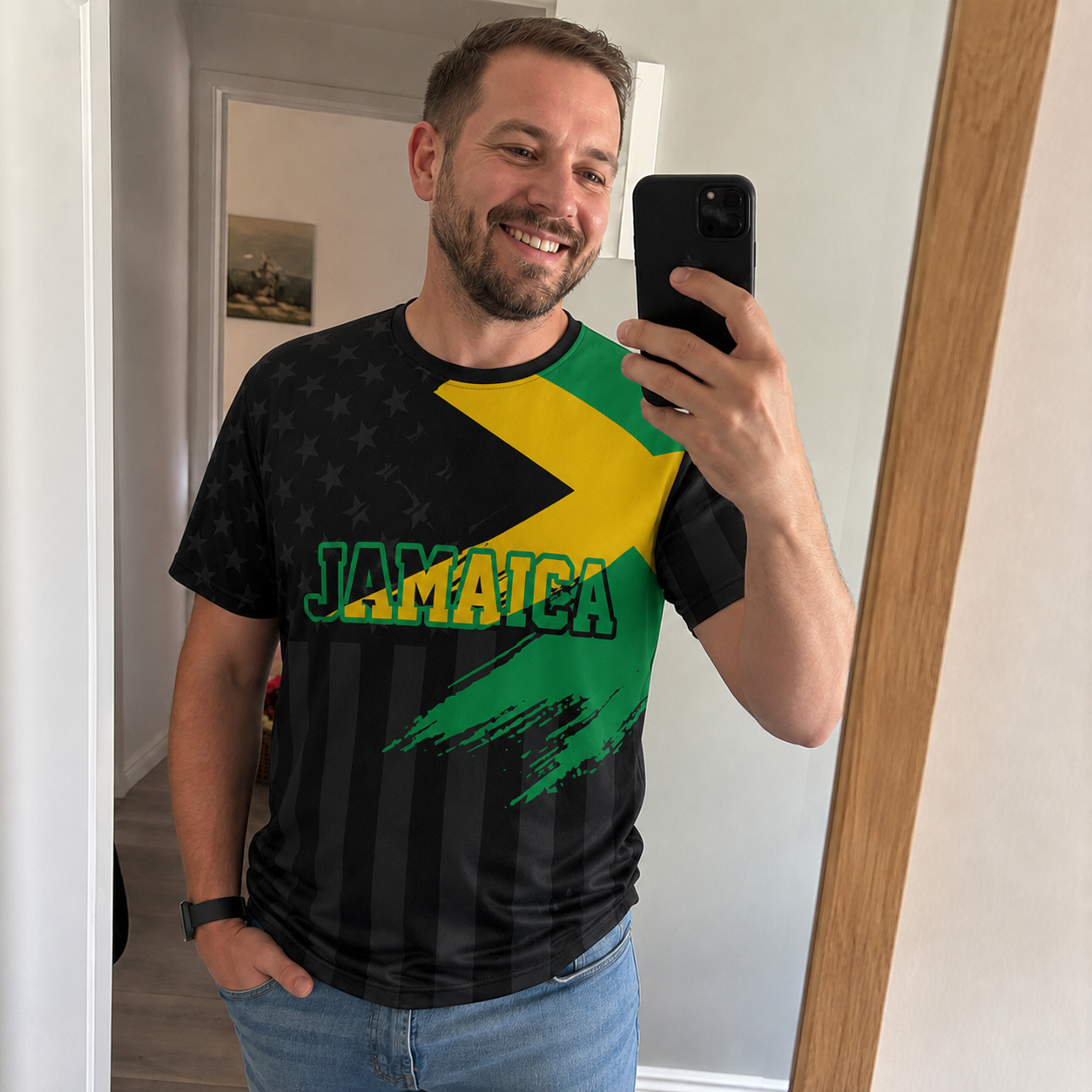 Custom Jamaica Soccer Jersey Jamaican Fan Flag Black – Personalized Name Number