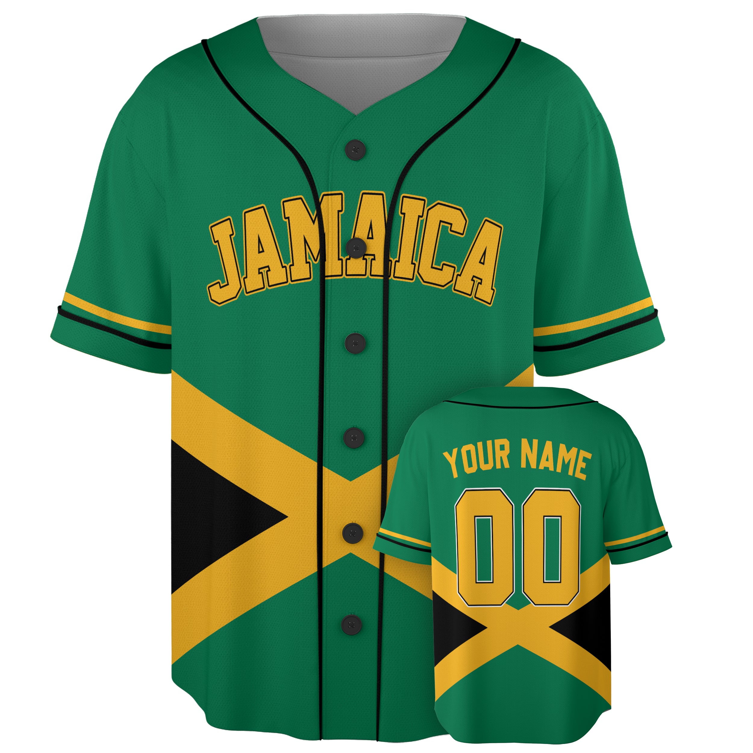 Custom Jamaica Baseball Jersey Jamaican Fan Classic Flag – Personalized Name Number