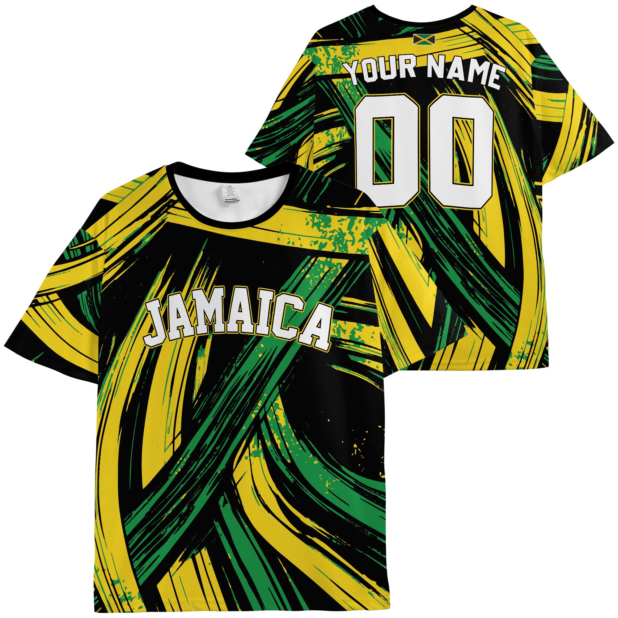 Custom Jamaica Soccer Jersey Jamaican Fan Brush Strike – Personalized Name Number