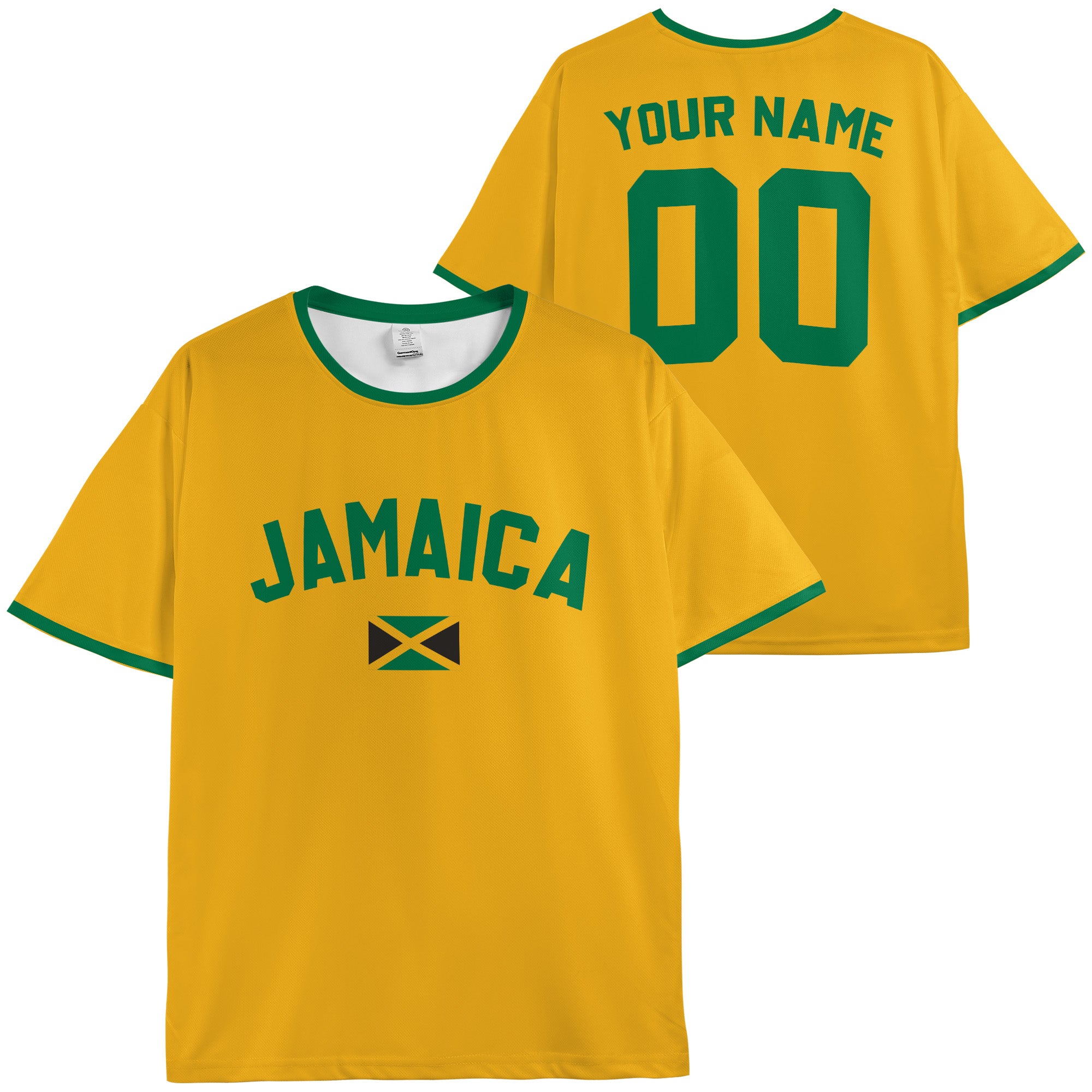 Custom Jamaica Soccer Jersey Jamaican Fan Gold Classic – Personalized Name Number