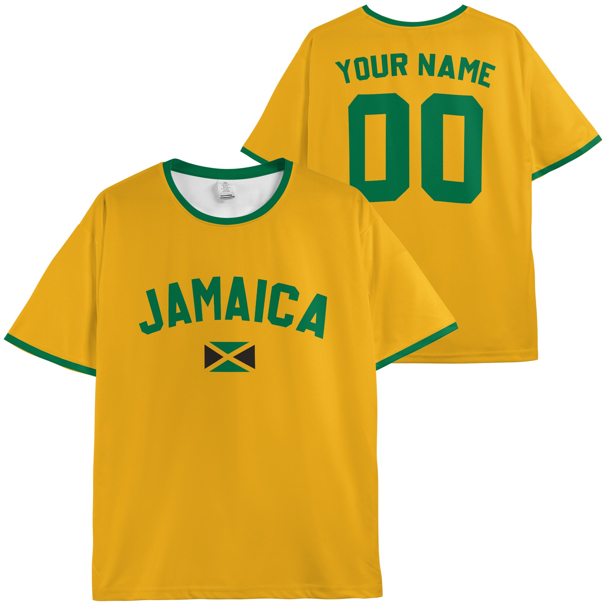 Custom Jamaica Soccer Jersey Jamaican Fan Gold Classic – Personalized Name Number