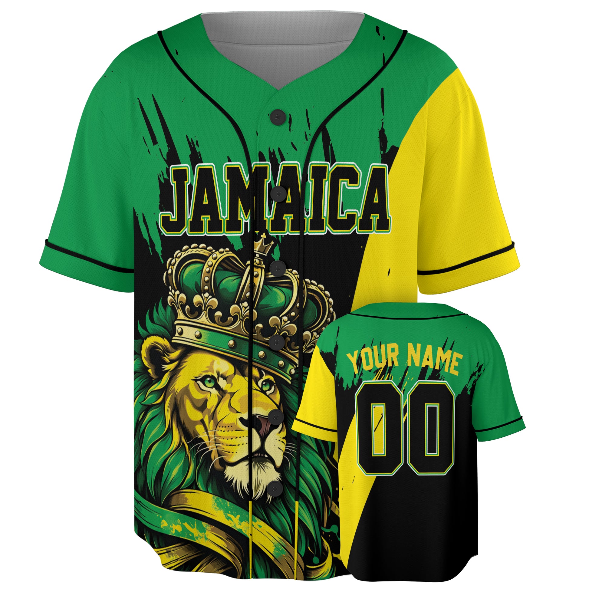 Custom Jamaica Baseball Jersey Jamaican Fan Royal Lion – Personalized Name Number
