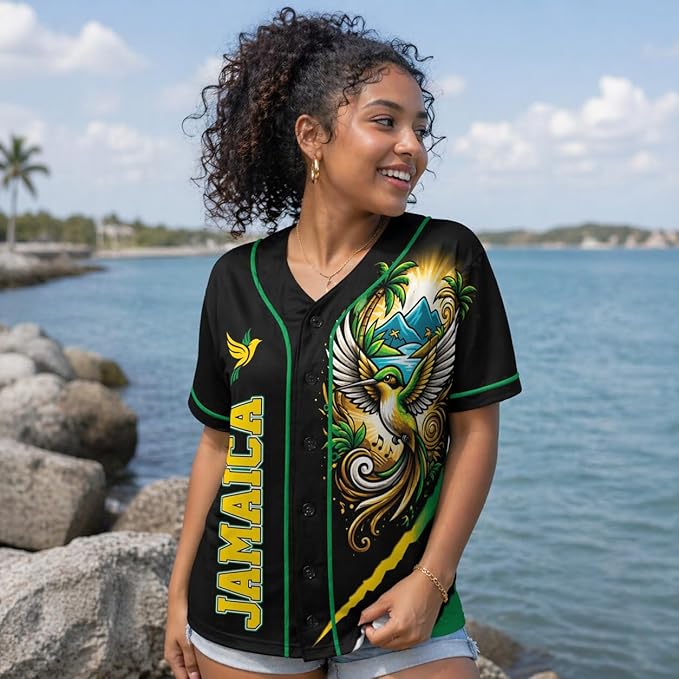Custom Jamaica Baseball Jersey Jamaican Fan Brush Strike – Personalized Name Number