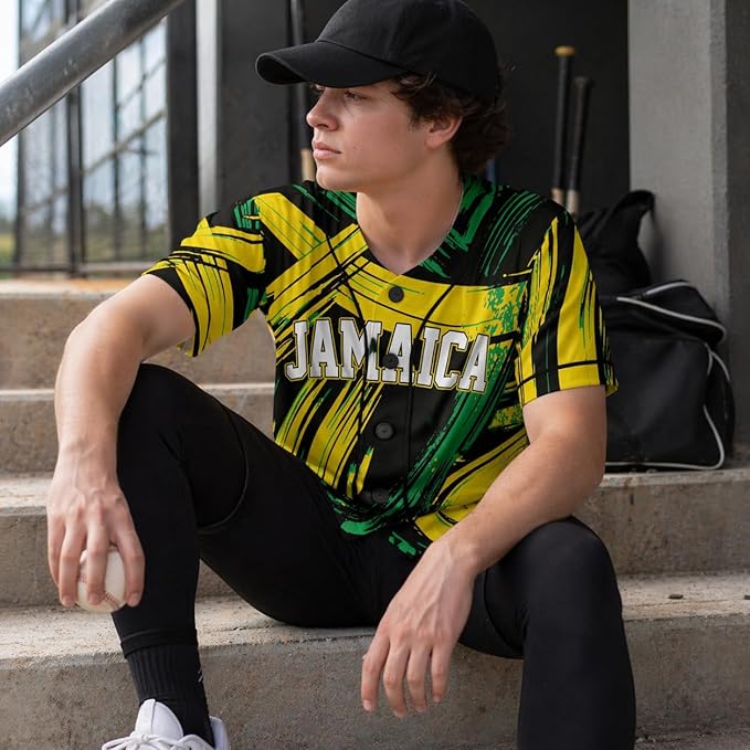 Custom Jamaica Baseball Jersey Jamaican Fan Brush Strike – Personalized Name Number