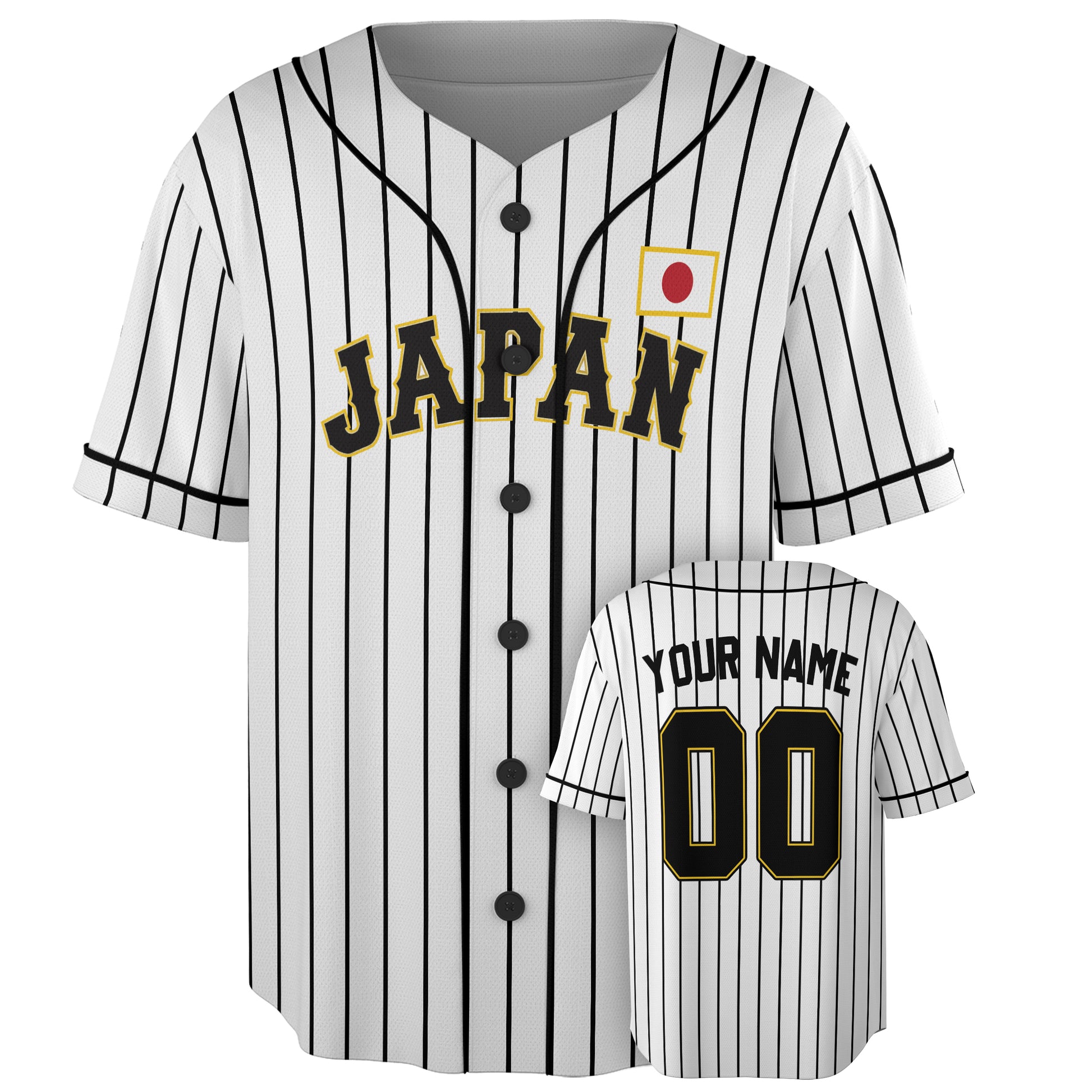 Custom Japan Baseball Jersey Japanese Fan Pinstripe Classic – Personalized Name Number