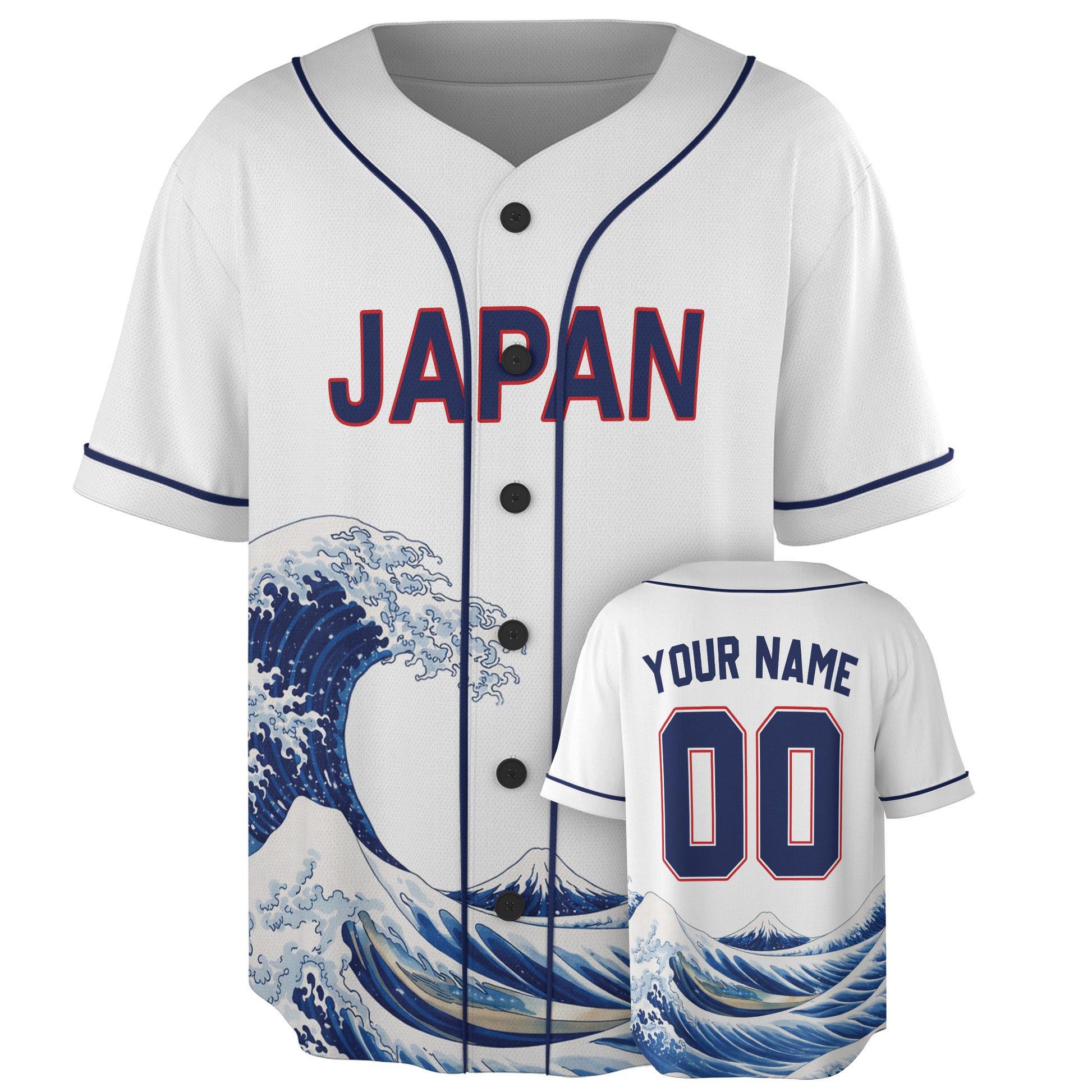 Custom Japan Baseball Jersey Japanese Fan Great Wave – Personalized Name Number