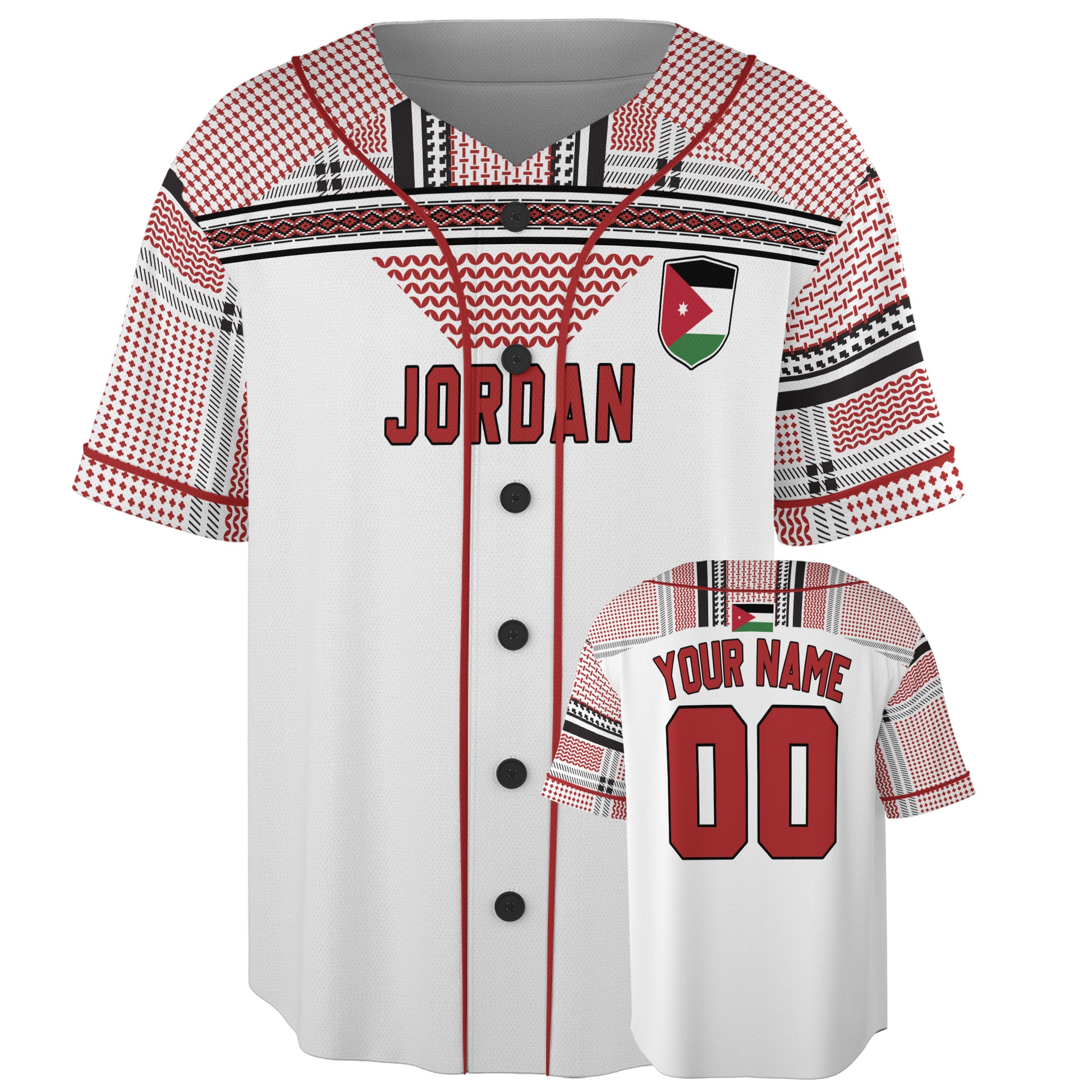 Custom Jordan Baseball Jersey Jordanian Fan Shemagh – Personalized Name Number