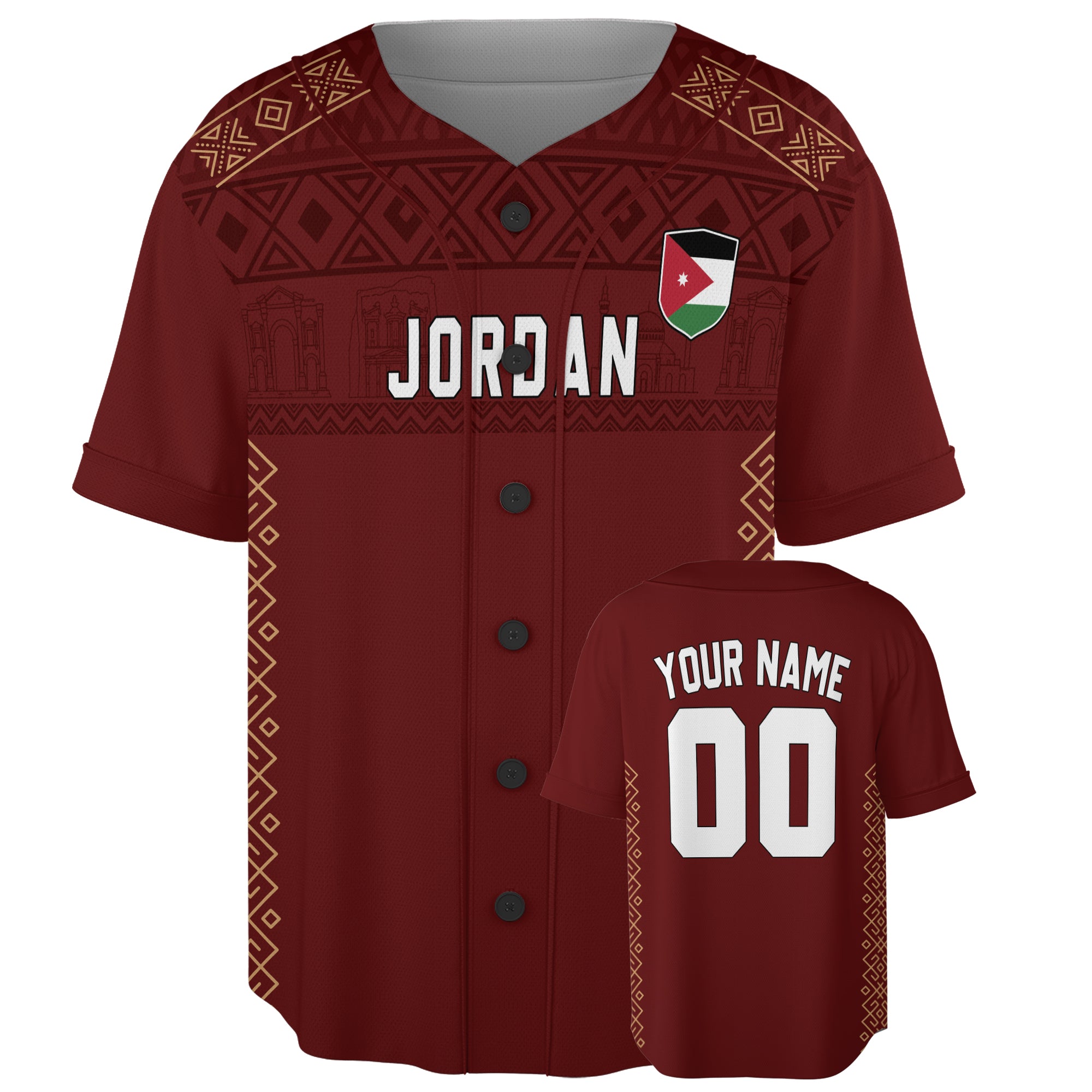 Custom Jordan Baseball Jersey Jordanian Fan Petra Landmark – Personalized Name Number