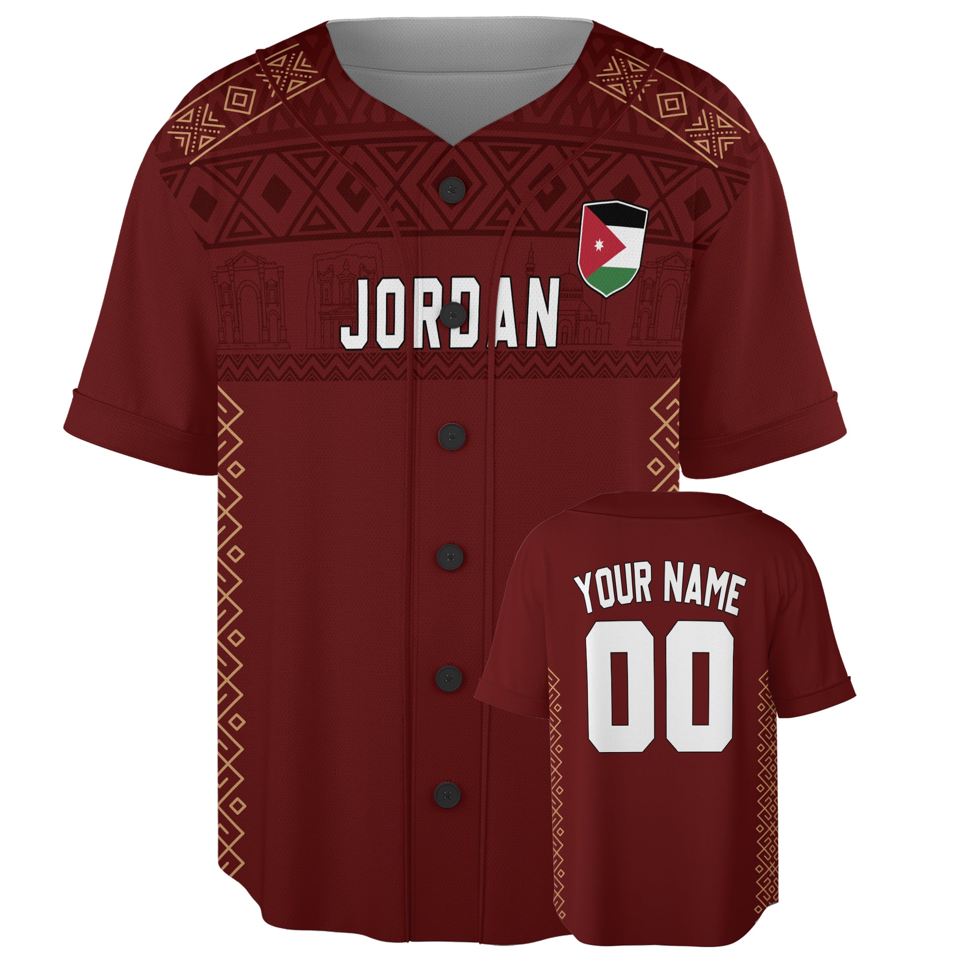 Custom Jordan Baseball Jersey Jordanian Fan Petra Landmark – Personalized Name Number