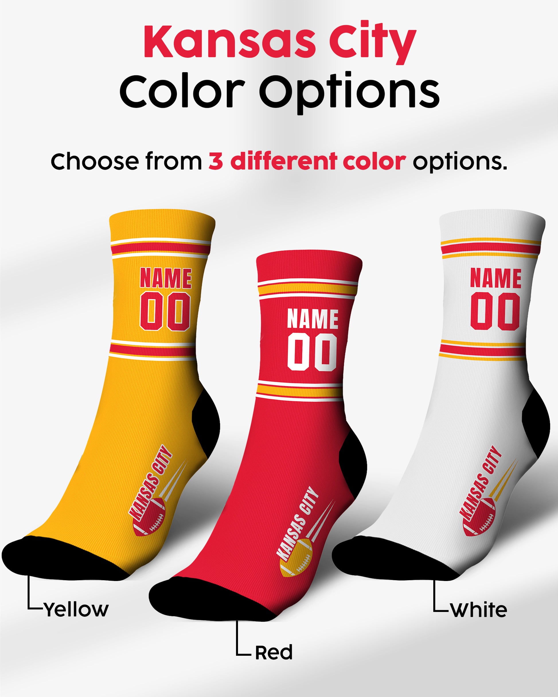 Custom City Sports Socks Kansas City Red - Personalized Name Number