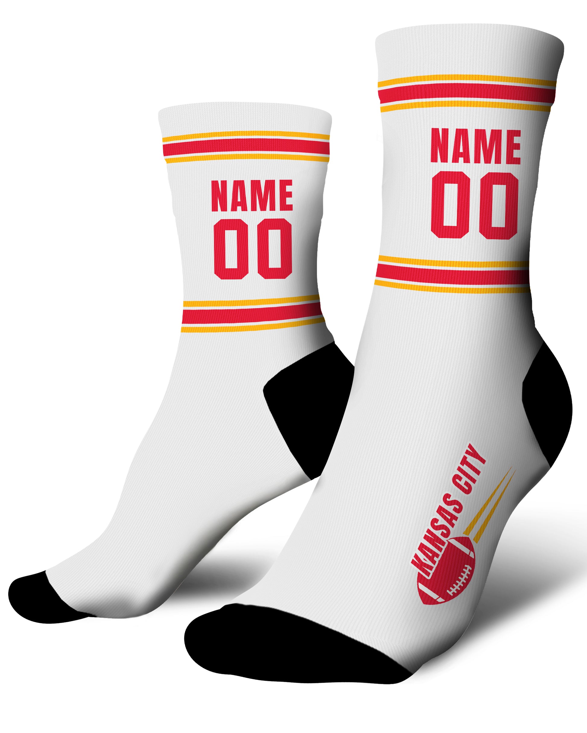 Custom City Sports Socks Kansas City White - Personalized Name Number