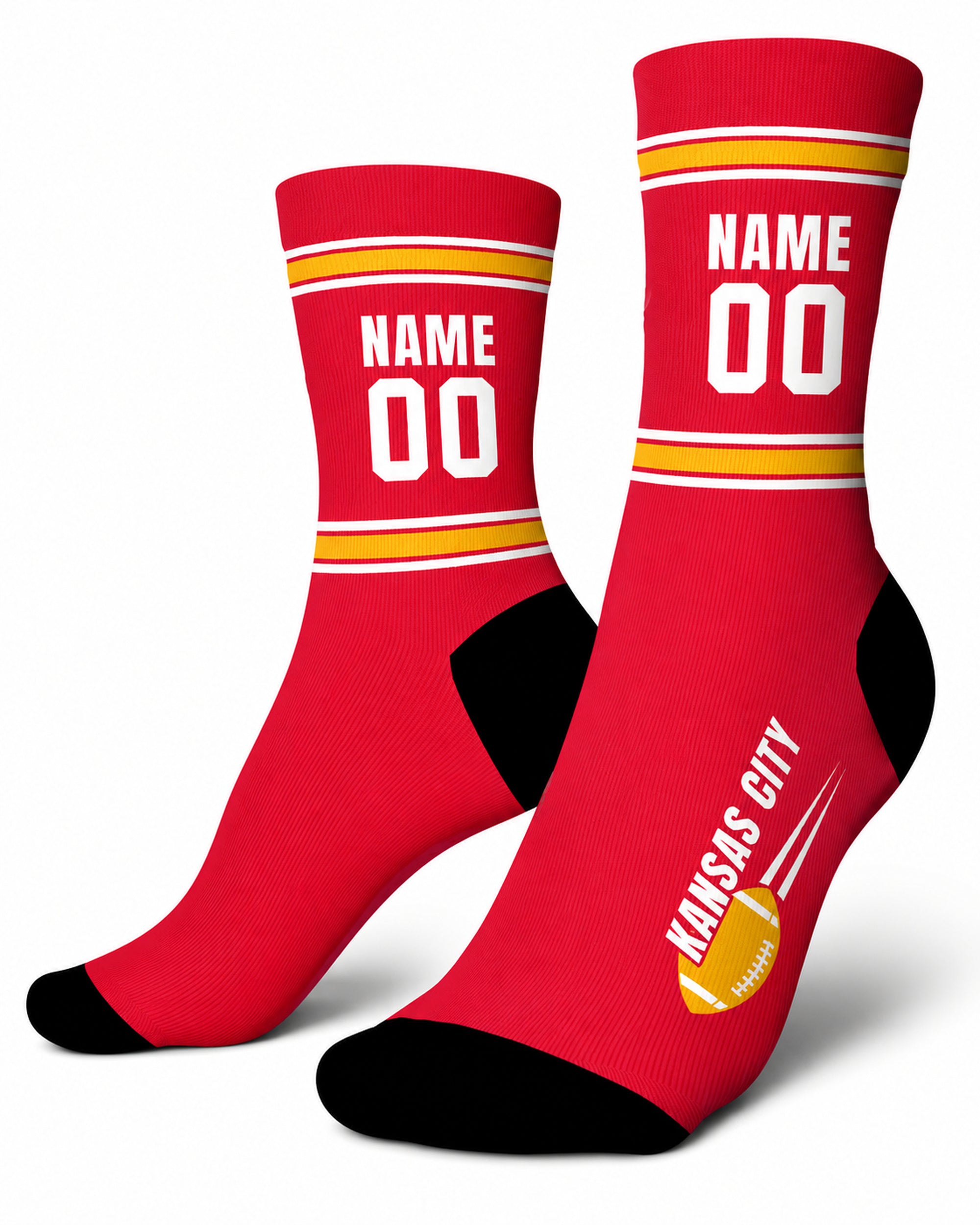 Custom City Sports Socks Kansas City Red - Personalized Name Number