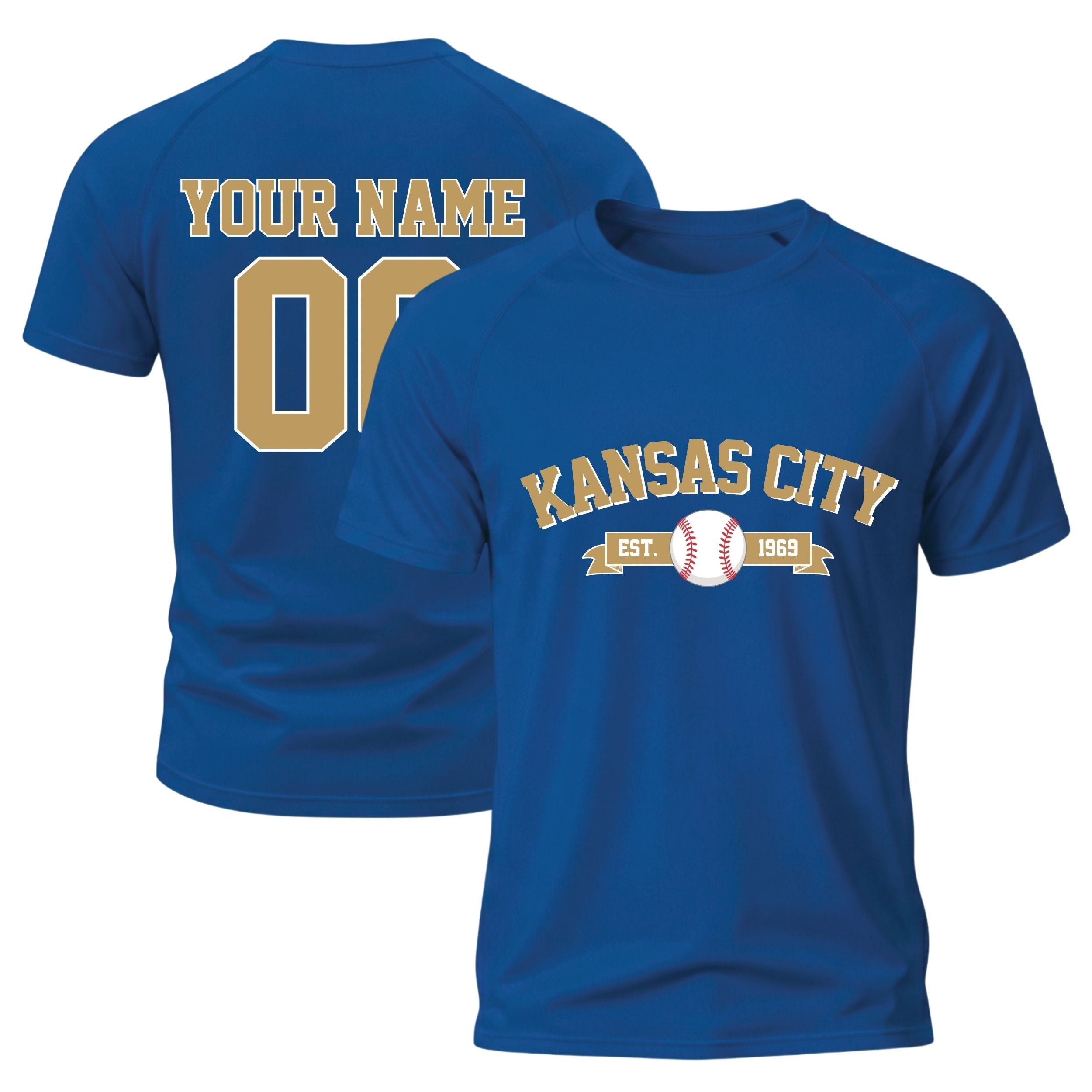 Custom City T-Shirt Baseball Style Kansas - Personalized Name Number
