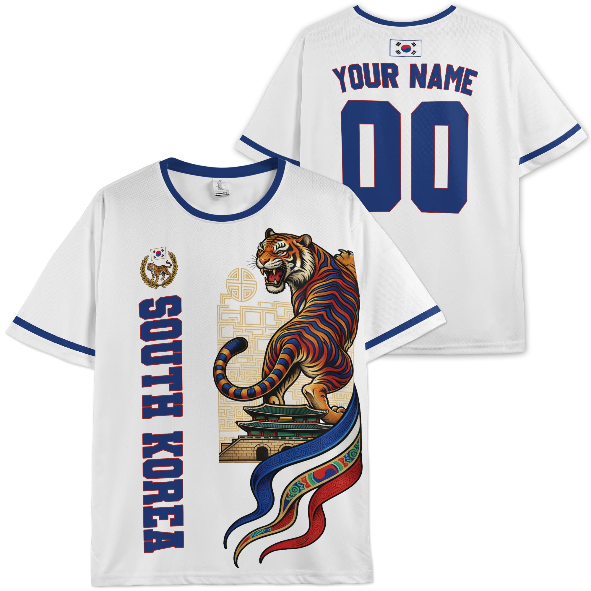 Custom Korea Soccer Jersey Korean Fan Tiger White – Personalized Name Number