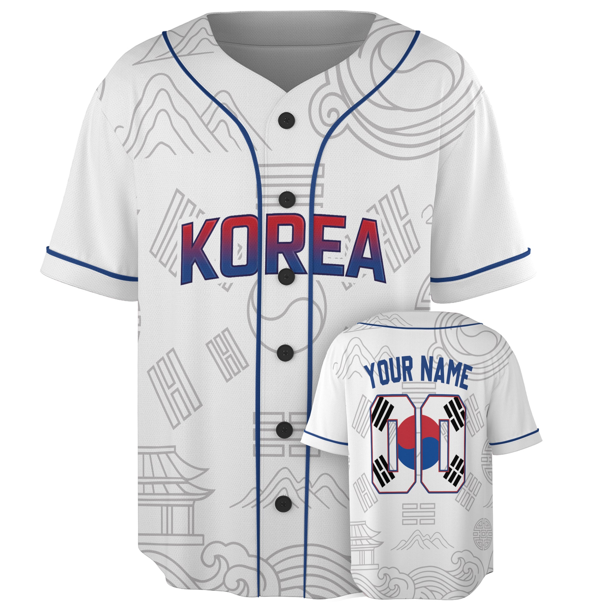 Custom Korea Baseball Jersey Korean Fan Heritage Pattern – Personalized Name Number