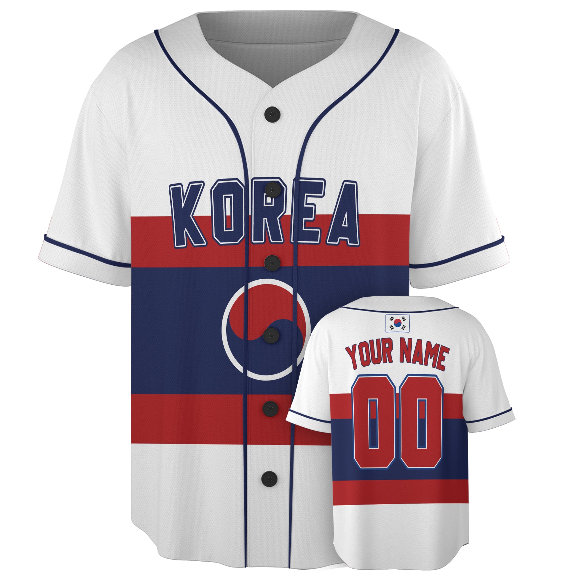 Custom Korea Baseball Jersey Korean Fan Flag Classic White – Personalized Name Number