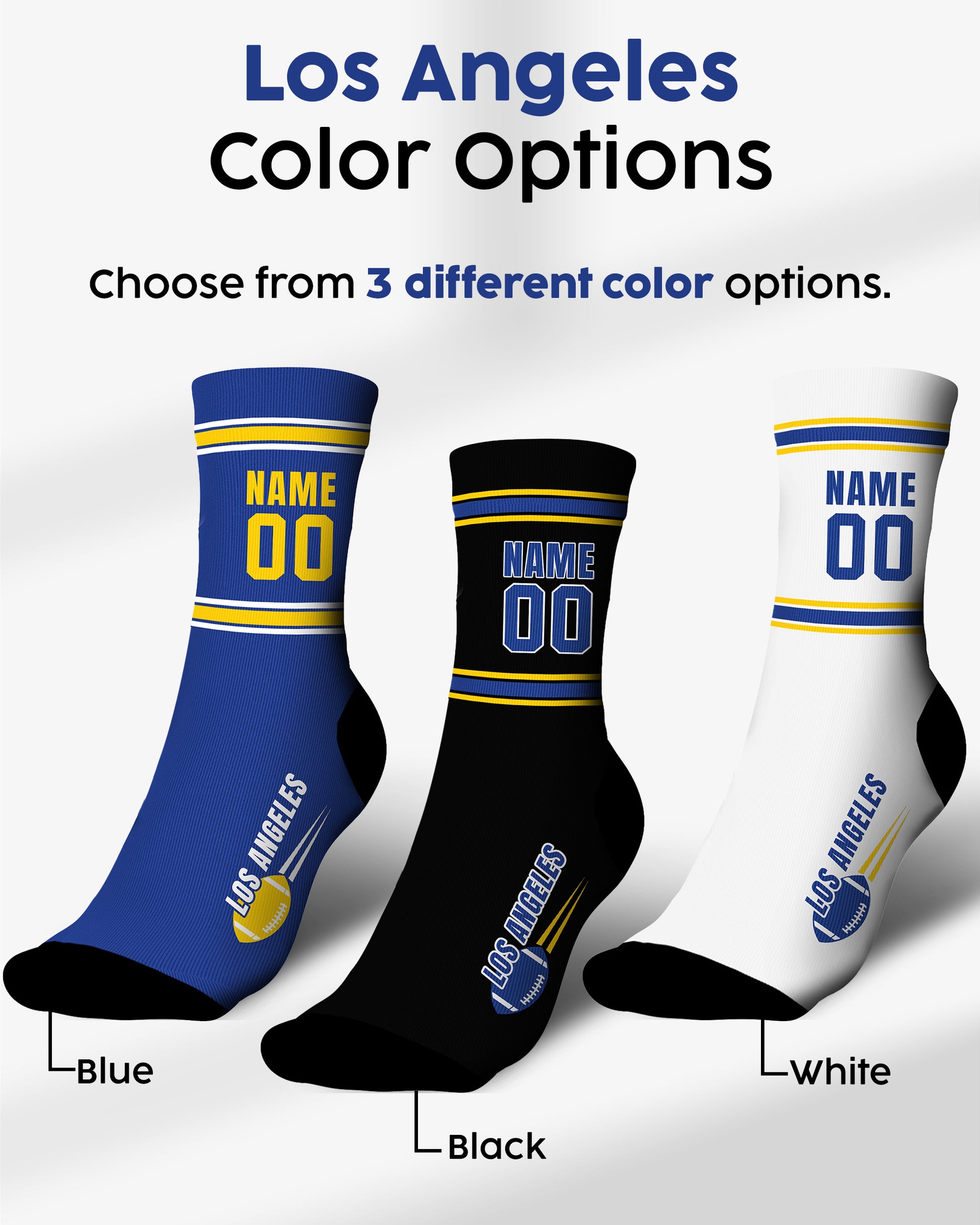 Custom City Sports Socks Los Angeles R Blue - Personalized Name Number