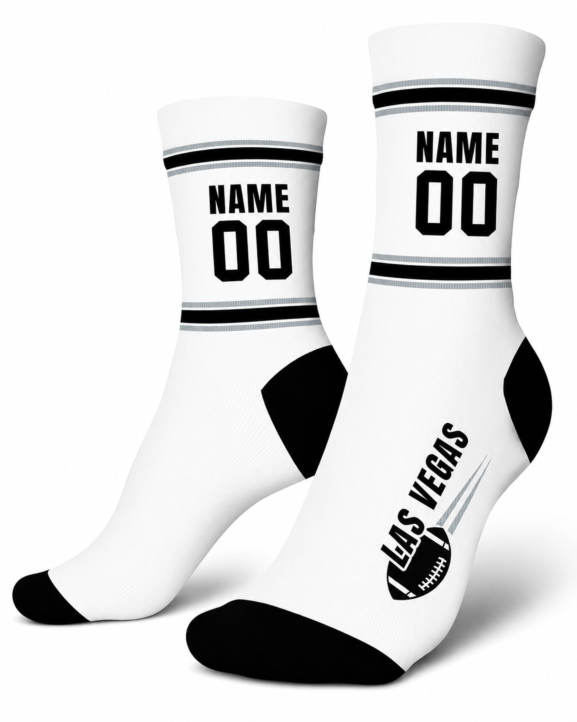 Custom City Sports Socks Las Vegas White - Personalized Name Number