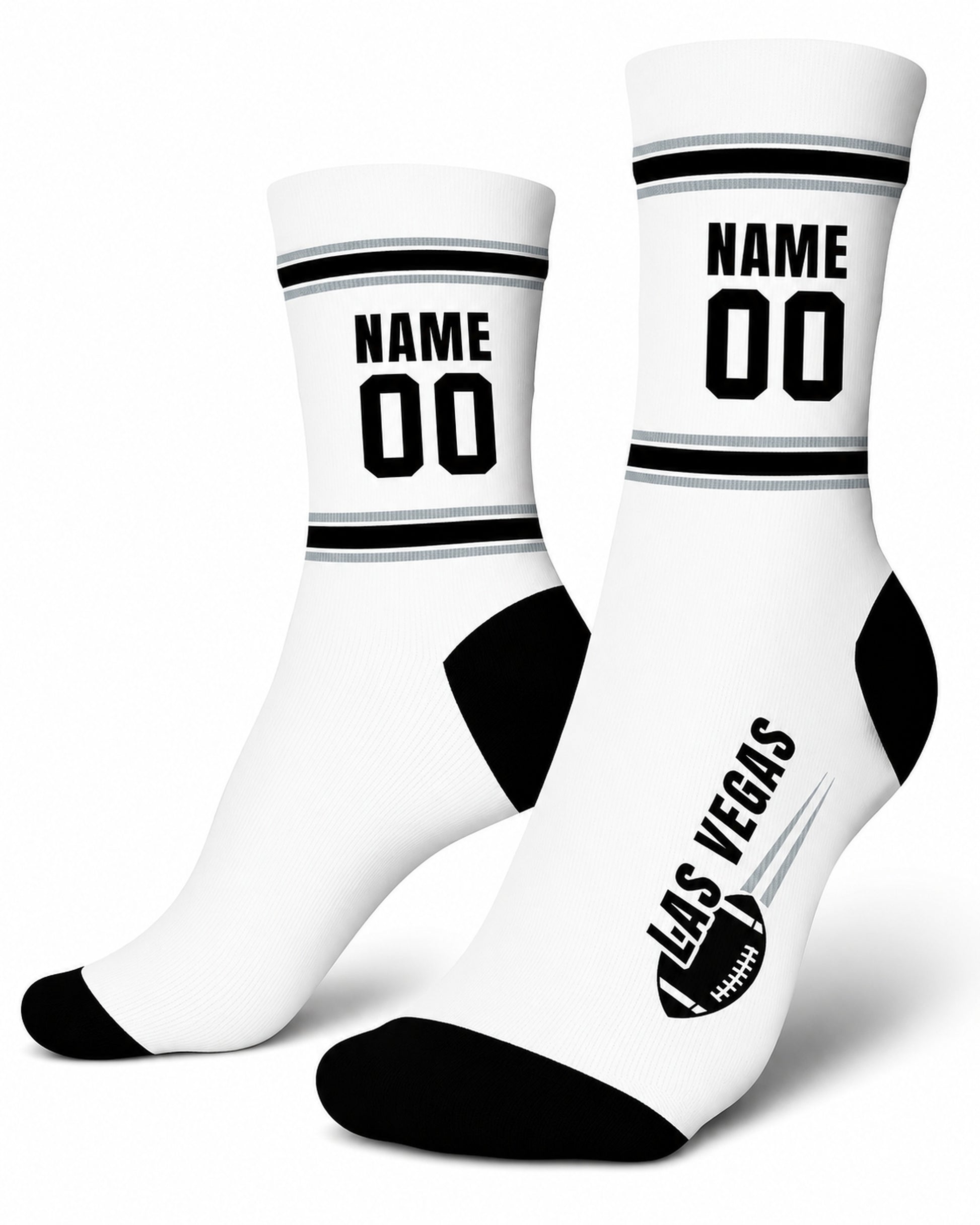 Custom City Sports Socks Las Vegas White - Personalized Name Number