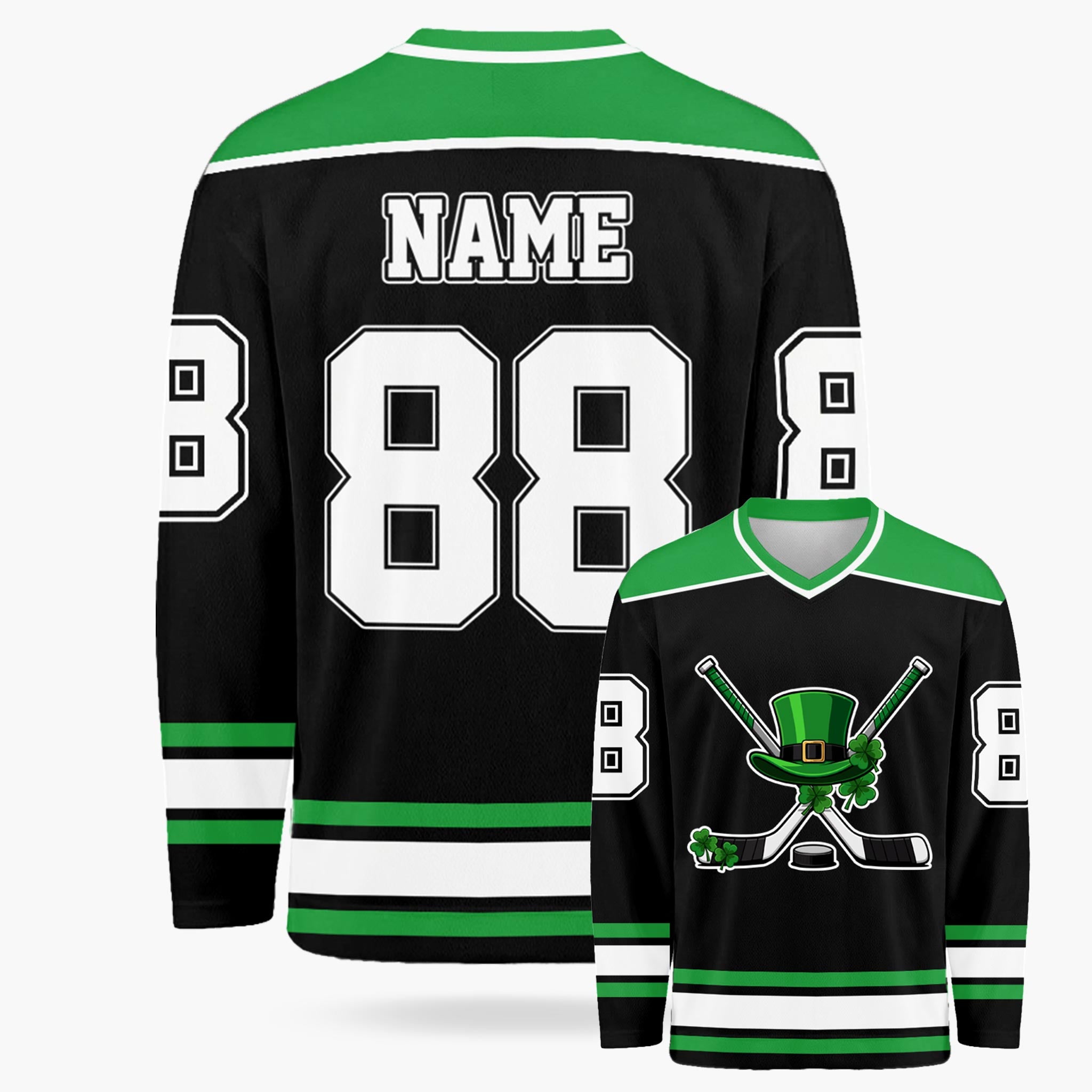 Custom St. Patrick's Day Hockey Jersey Leprechaun Hat - Design Your Own