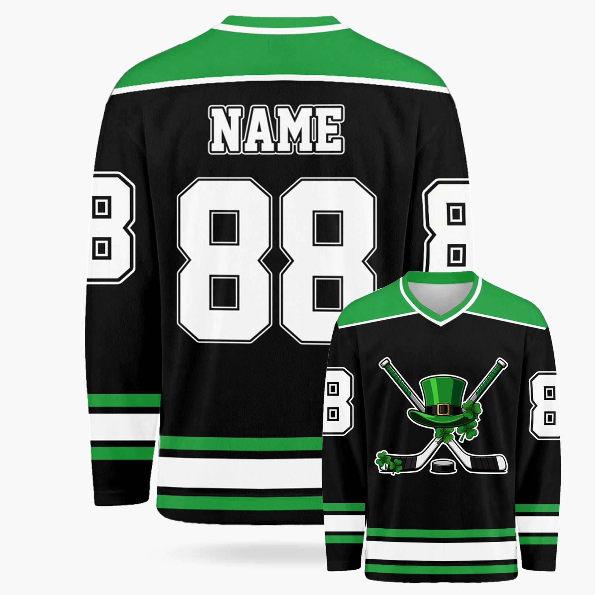 Custom St. Patrick's Day Hockey Jersey Leprechaun Hat - Design Your Own