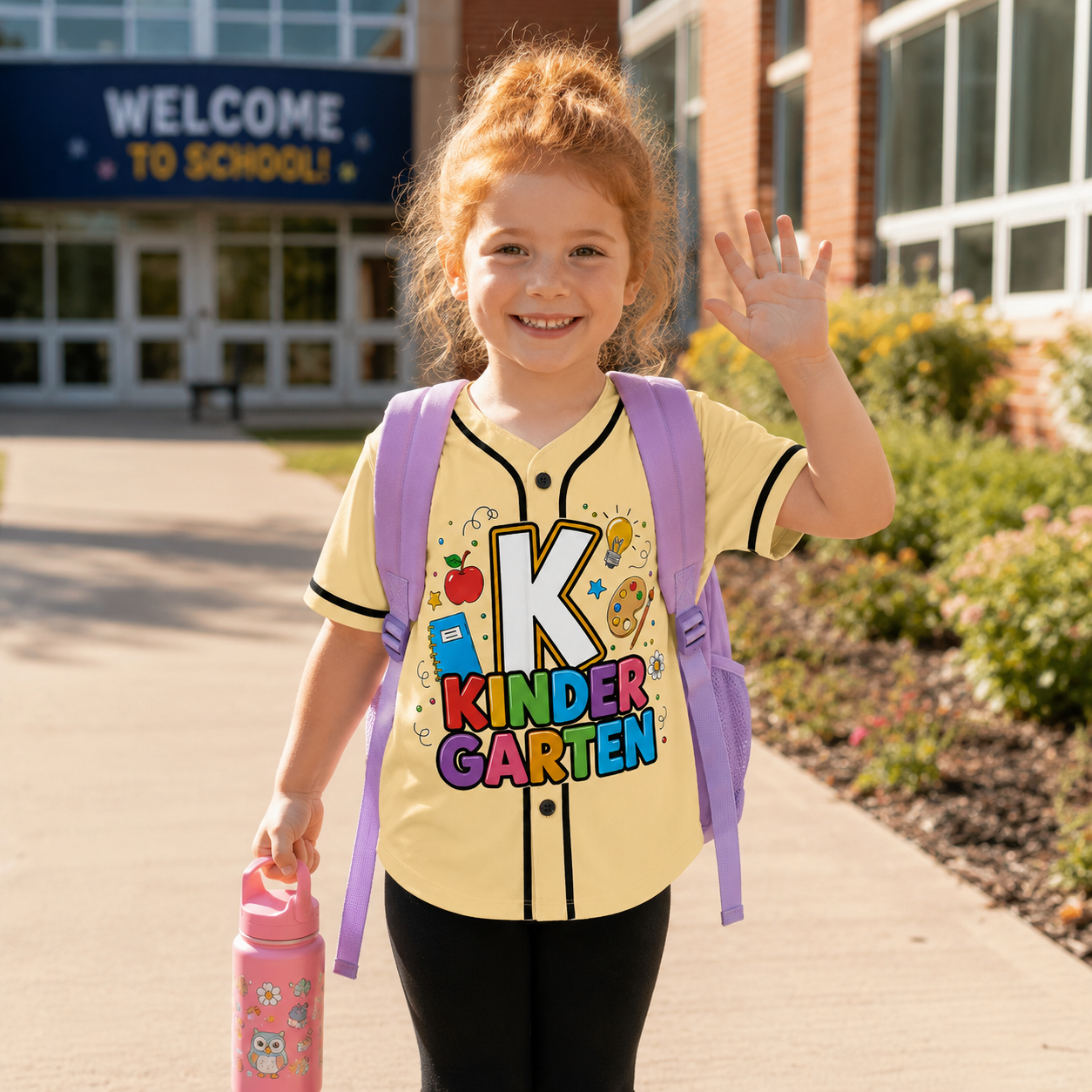 Custom First Day of School Baseball Jersey Kindergarten Design - Add Your Name and Number