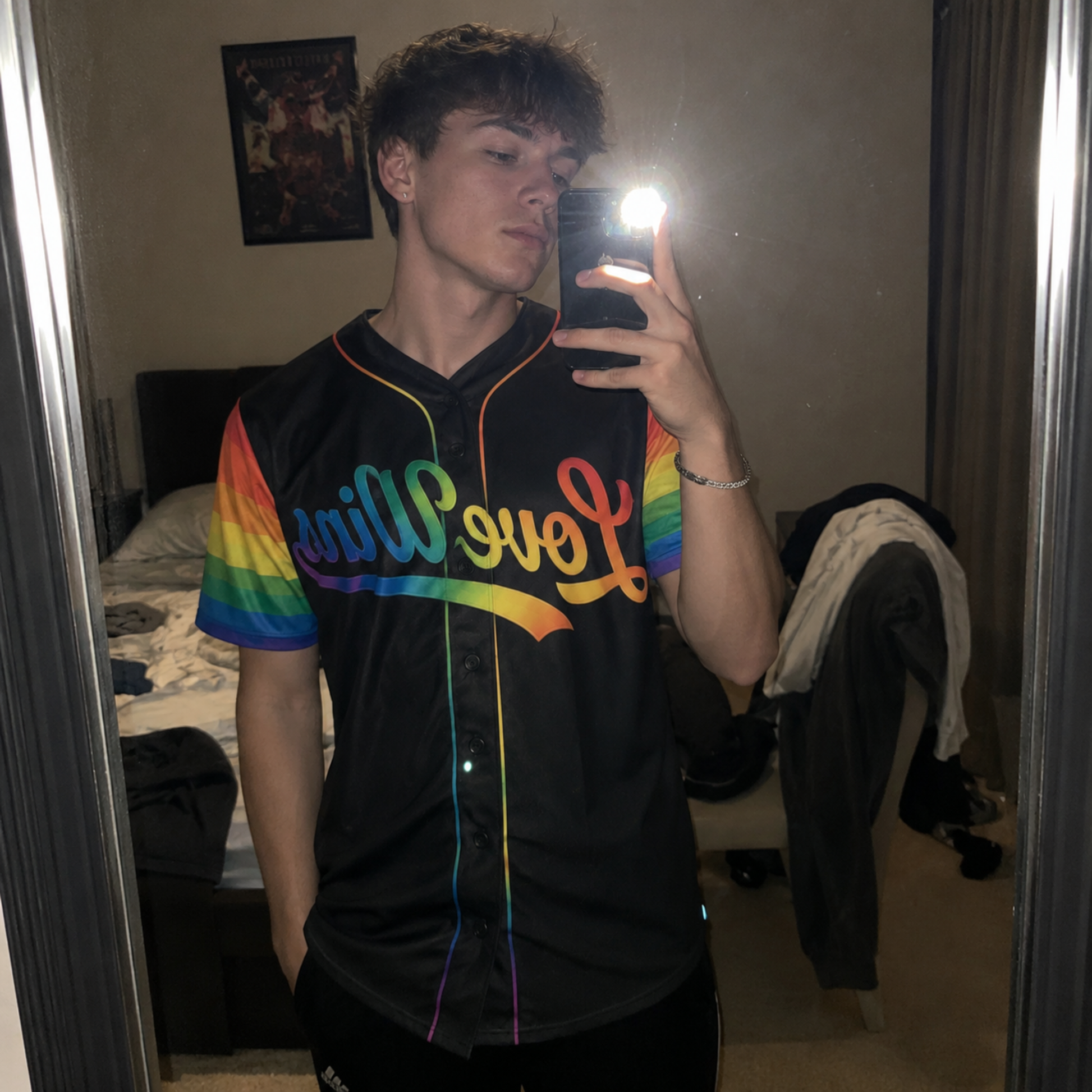 Custom LGBTQ Pride Baseball Jersey Progress Rainbow Gradient - Personalized Name Number