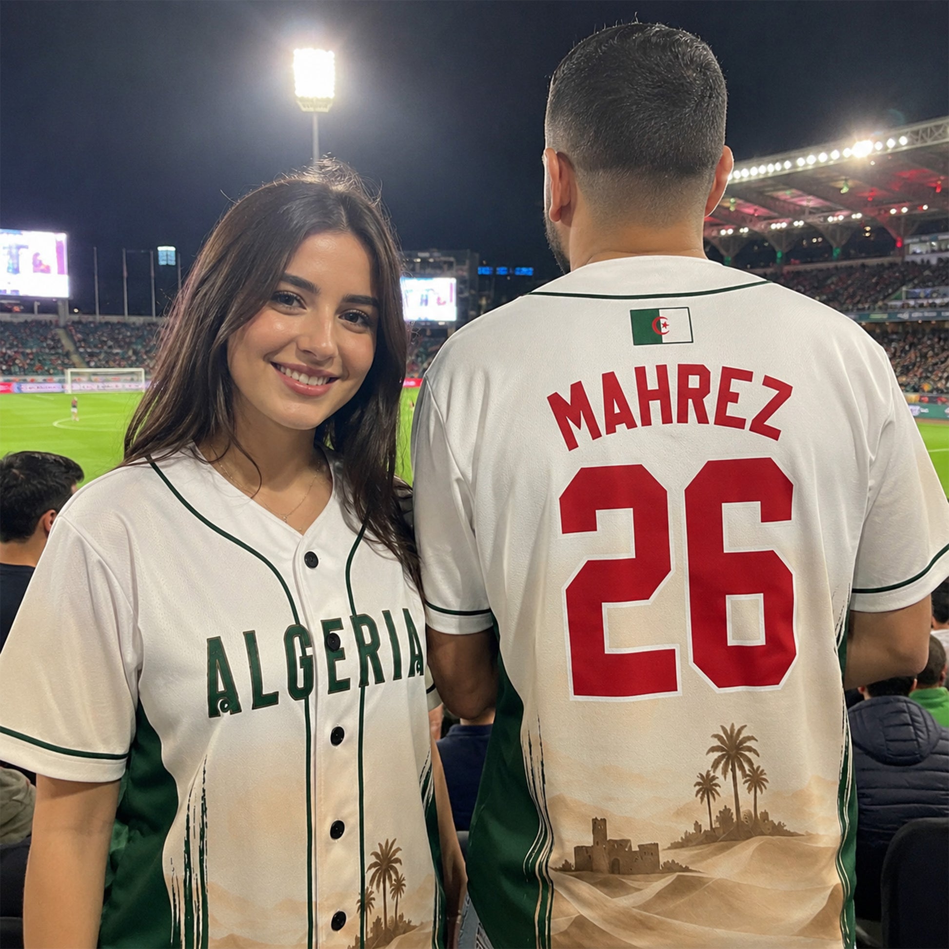 Custom Algeria Baseball Jersey Algerian Fan Block Pattern – Personalized Name Number
